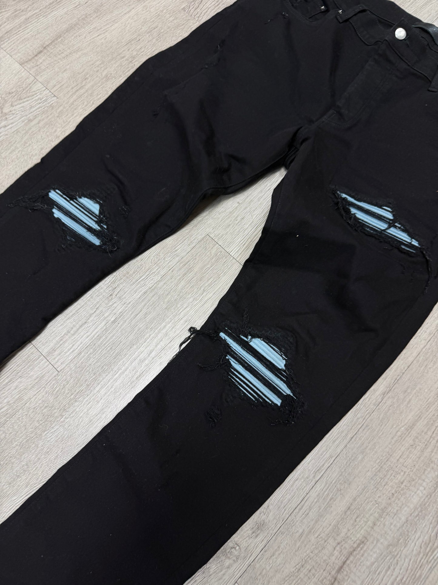 Amiri MX1 Black Blue Patch Jeans