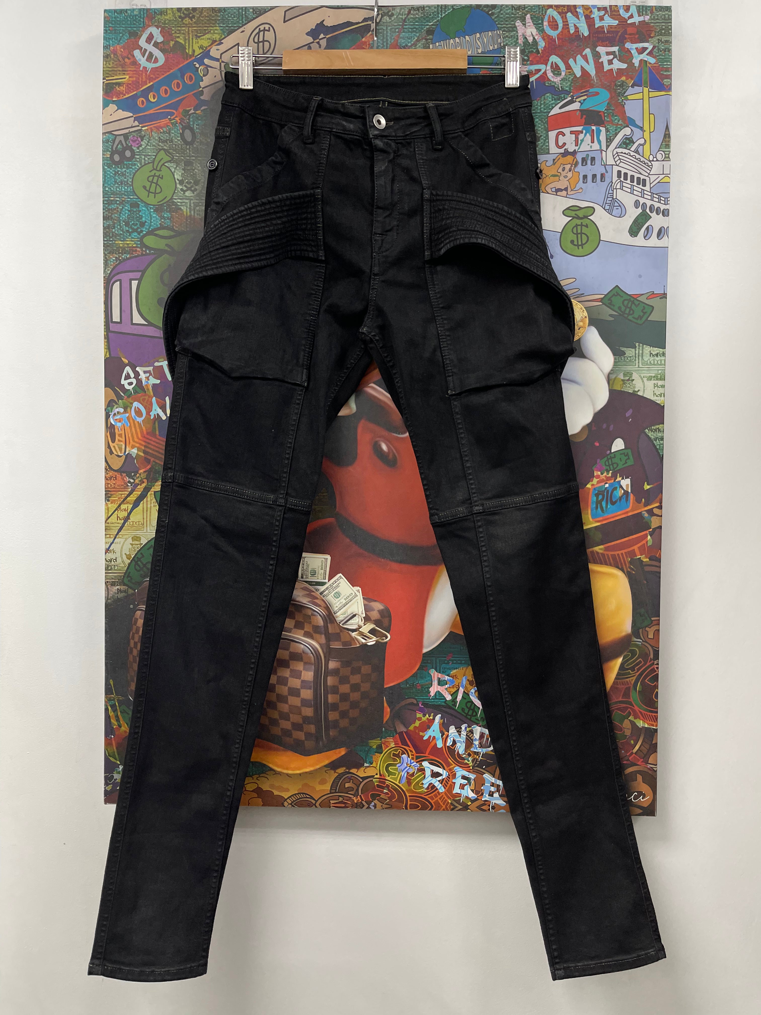 Rick Owens Black Creatch Velcro Jeans