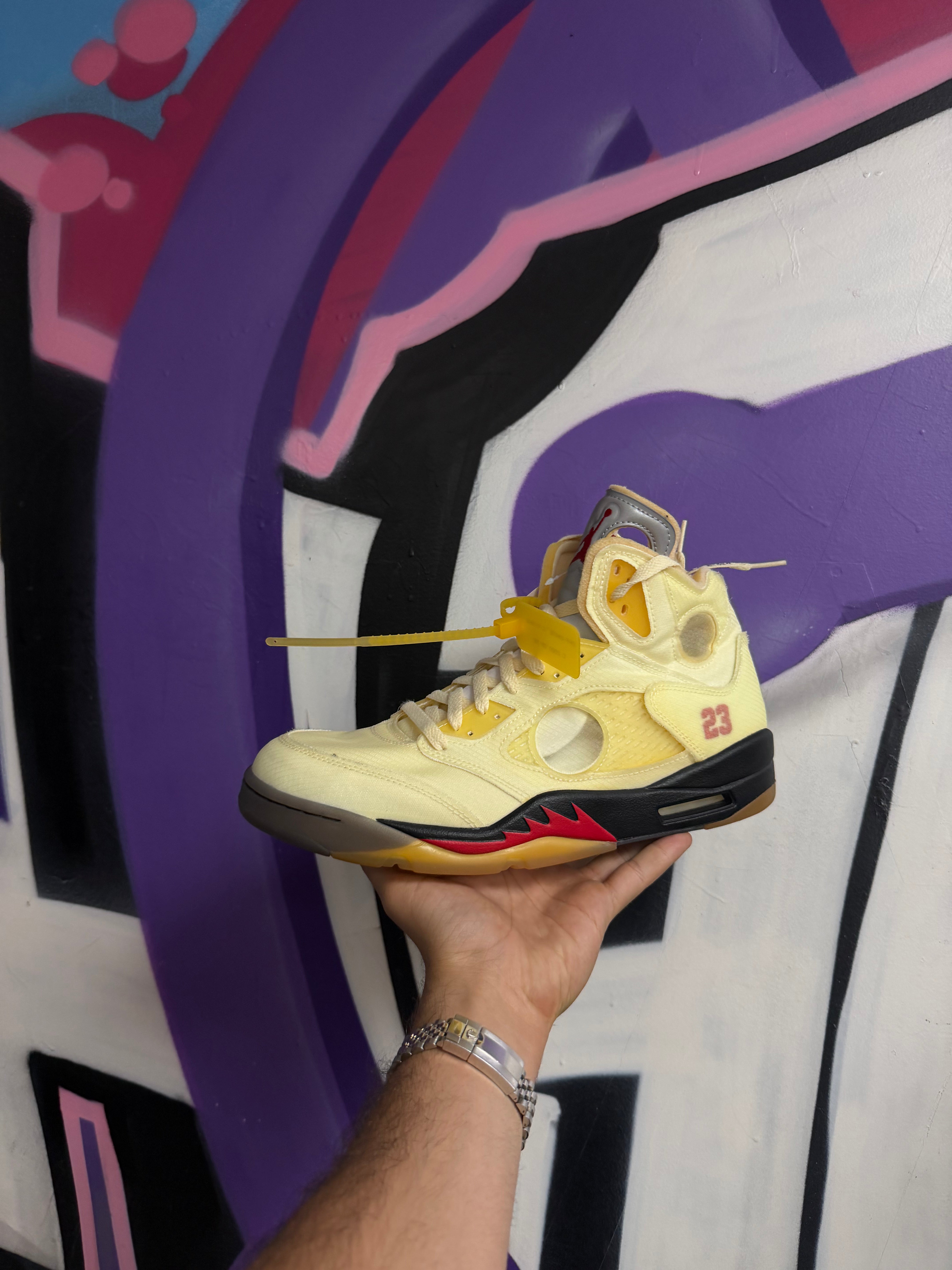 Off White Jordan 5 Sail Sneakers