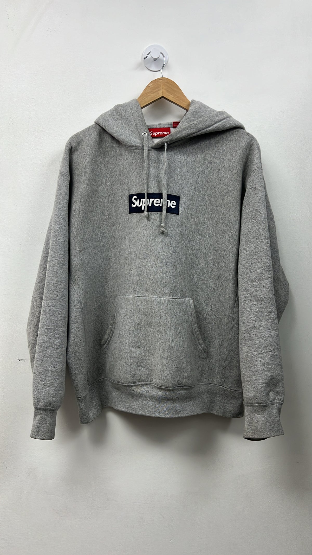Supreme Grey Navy Box Logo Hoodie