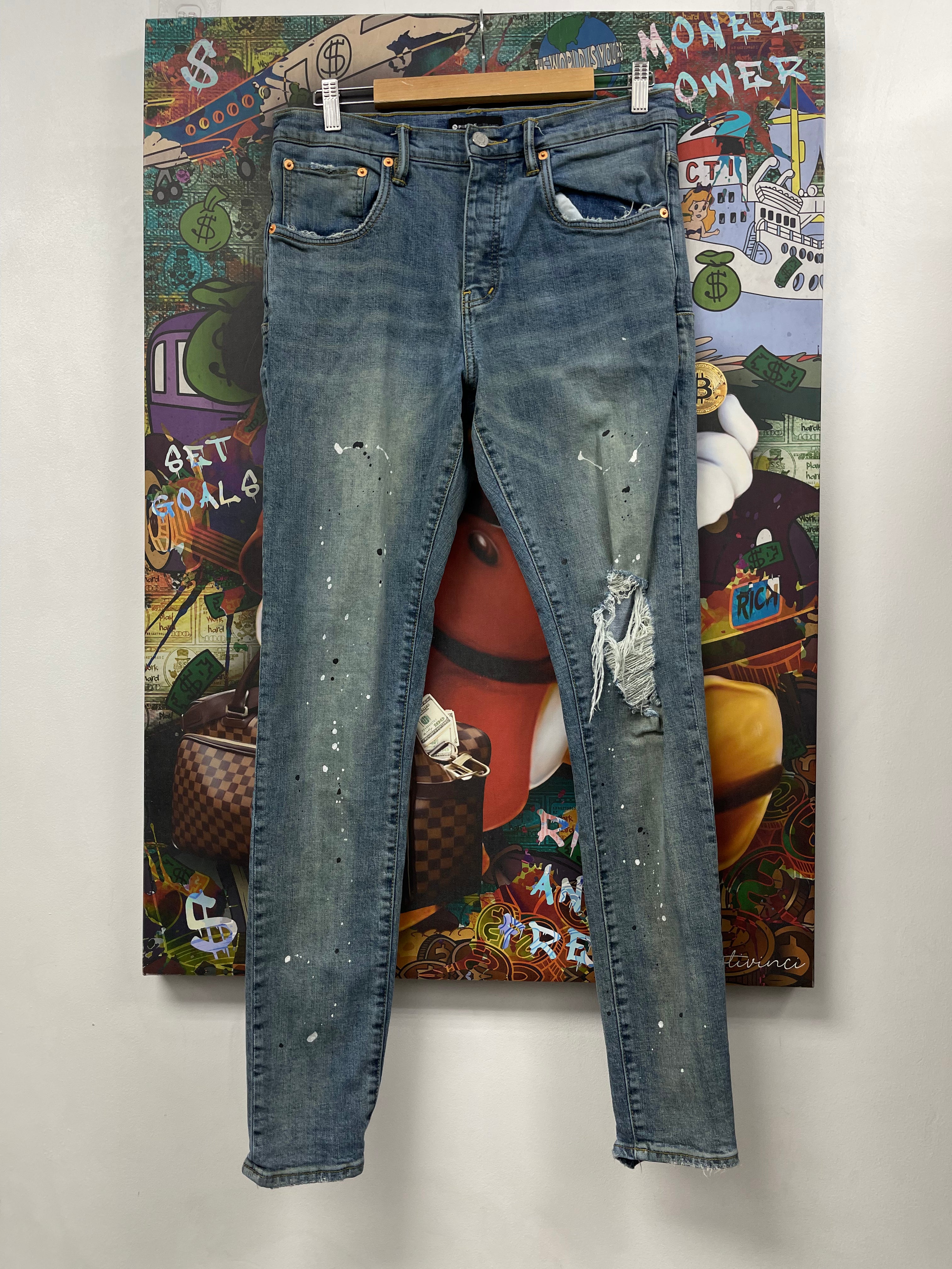 Purple Brand Light Wash Splatter Jeans