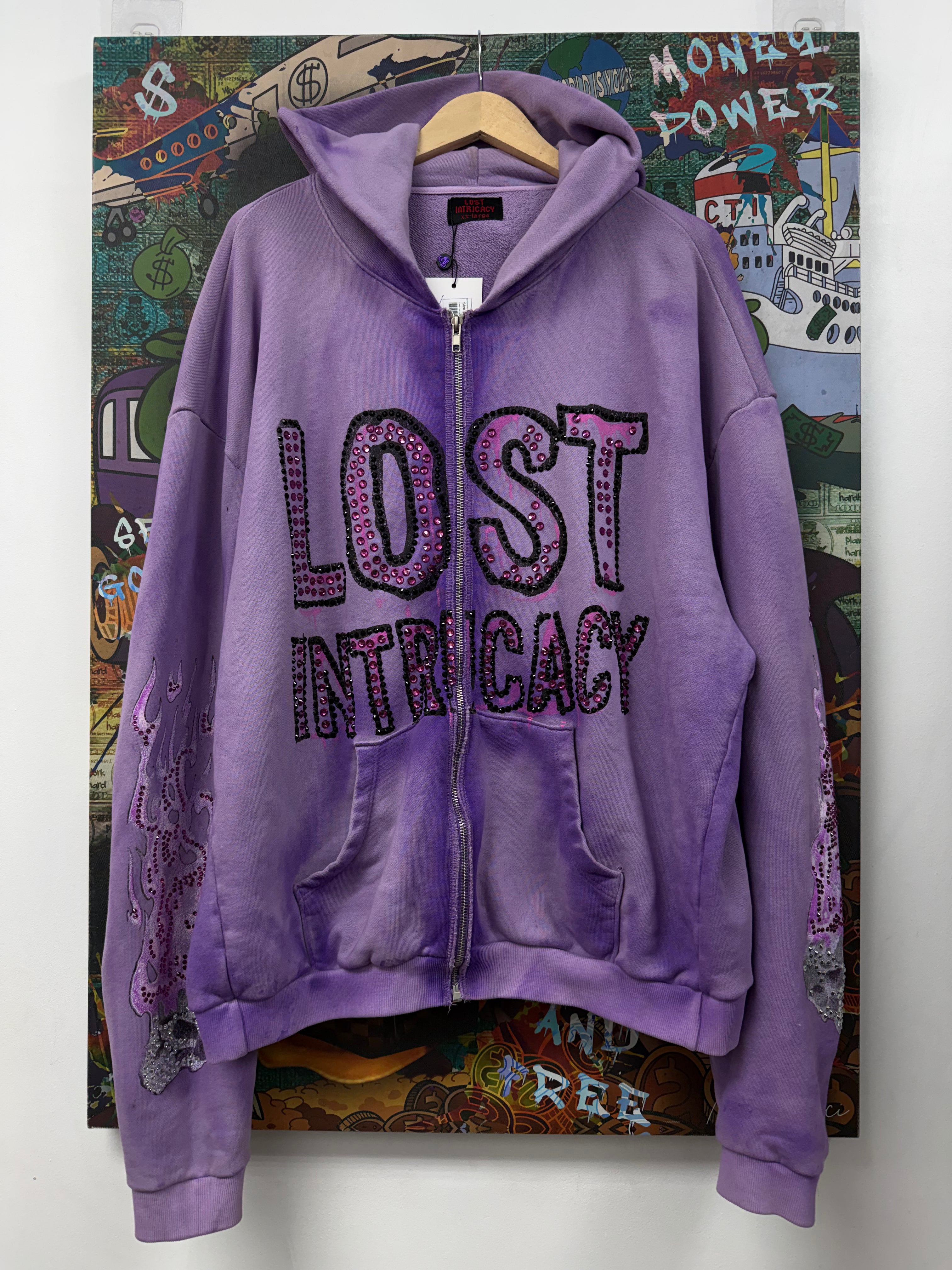Lost Intricacy Purple Half Man Half Amazing Rhinestone Hoodie
