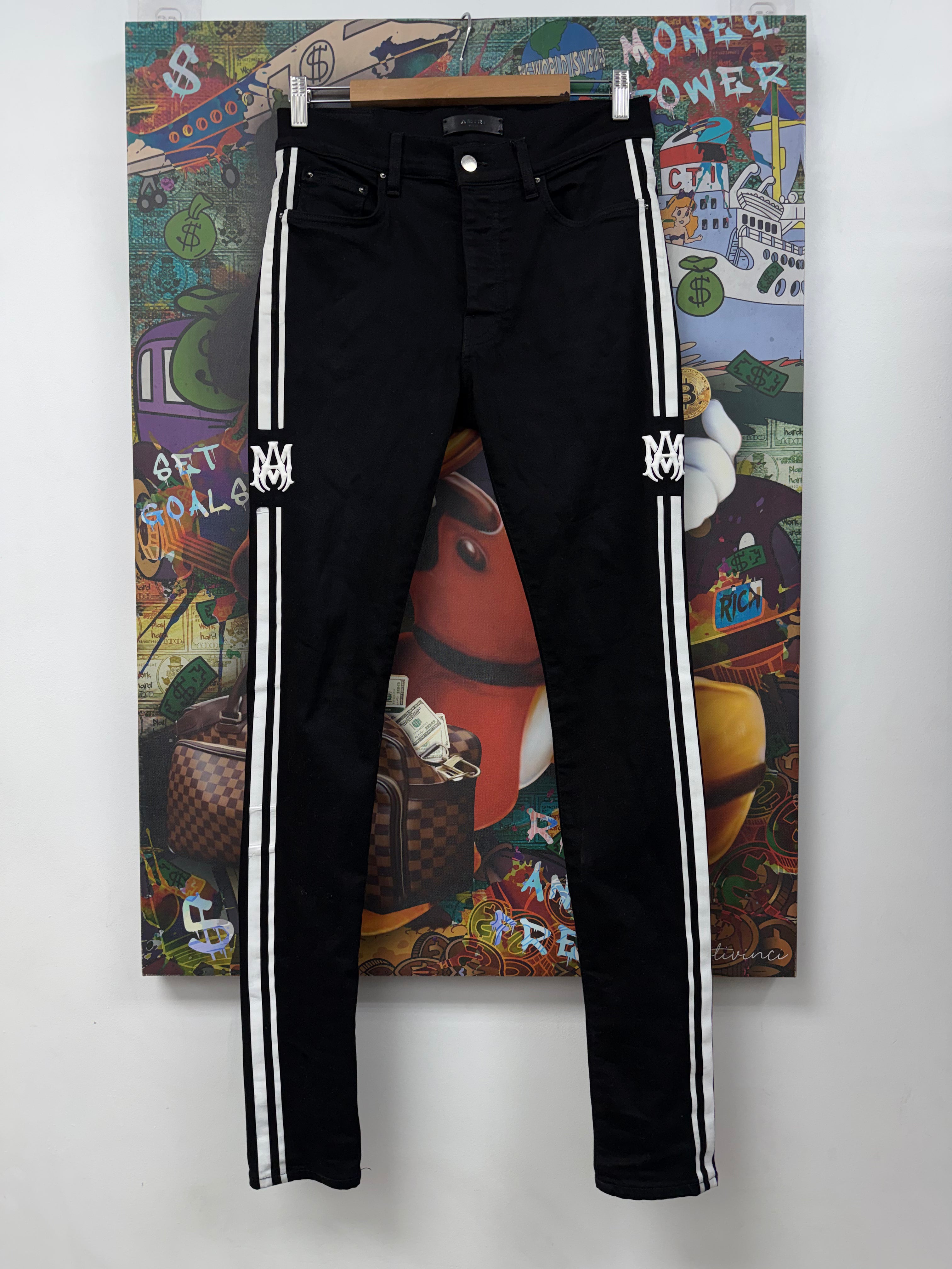 Amiri Black White MA Track Jeans