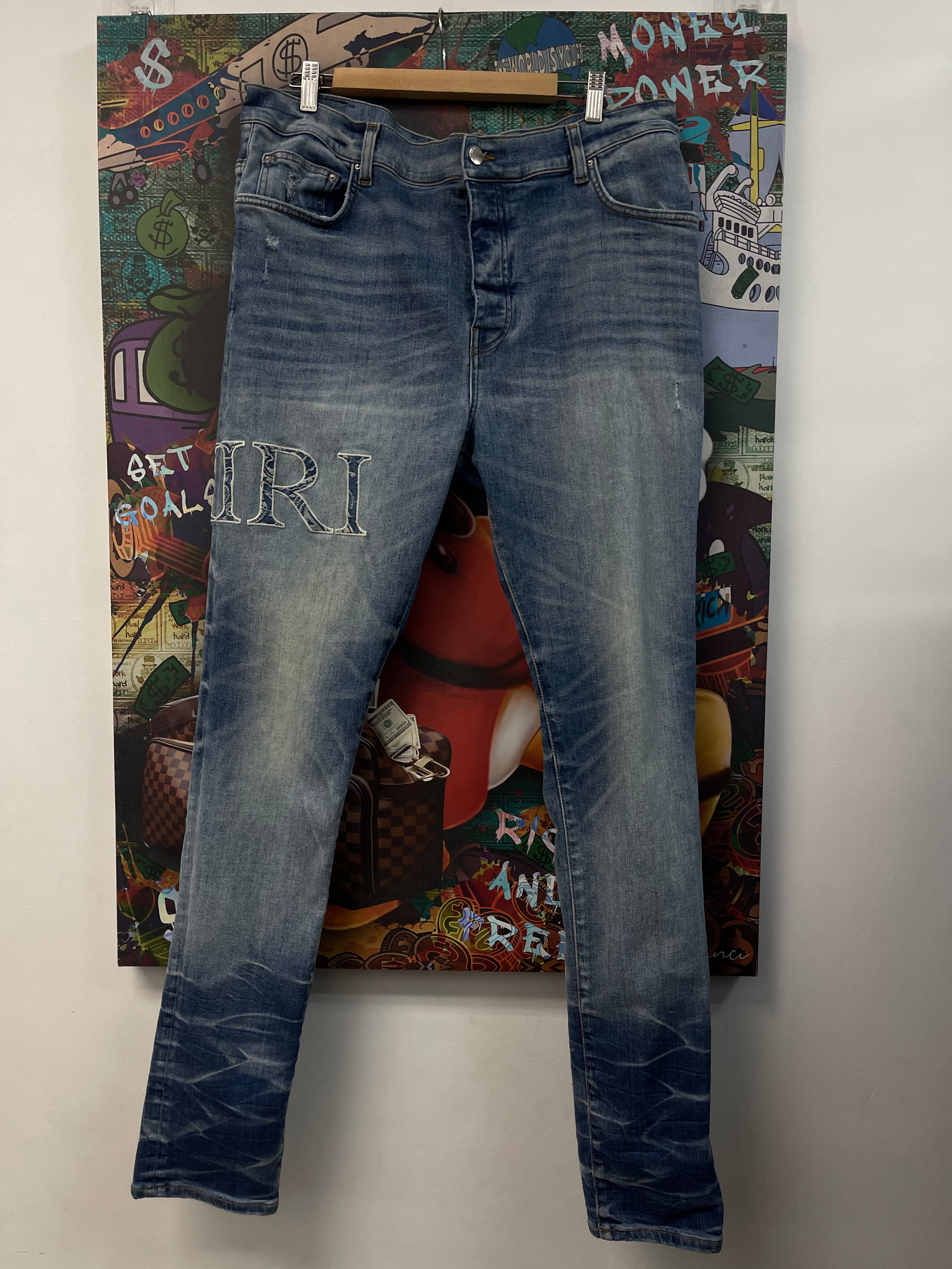 Amiri Light Wash Denim Side Logo Jeans