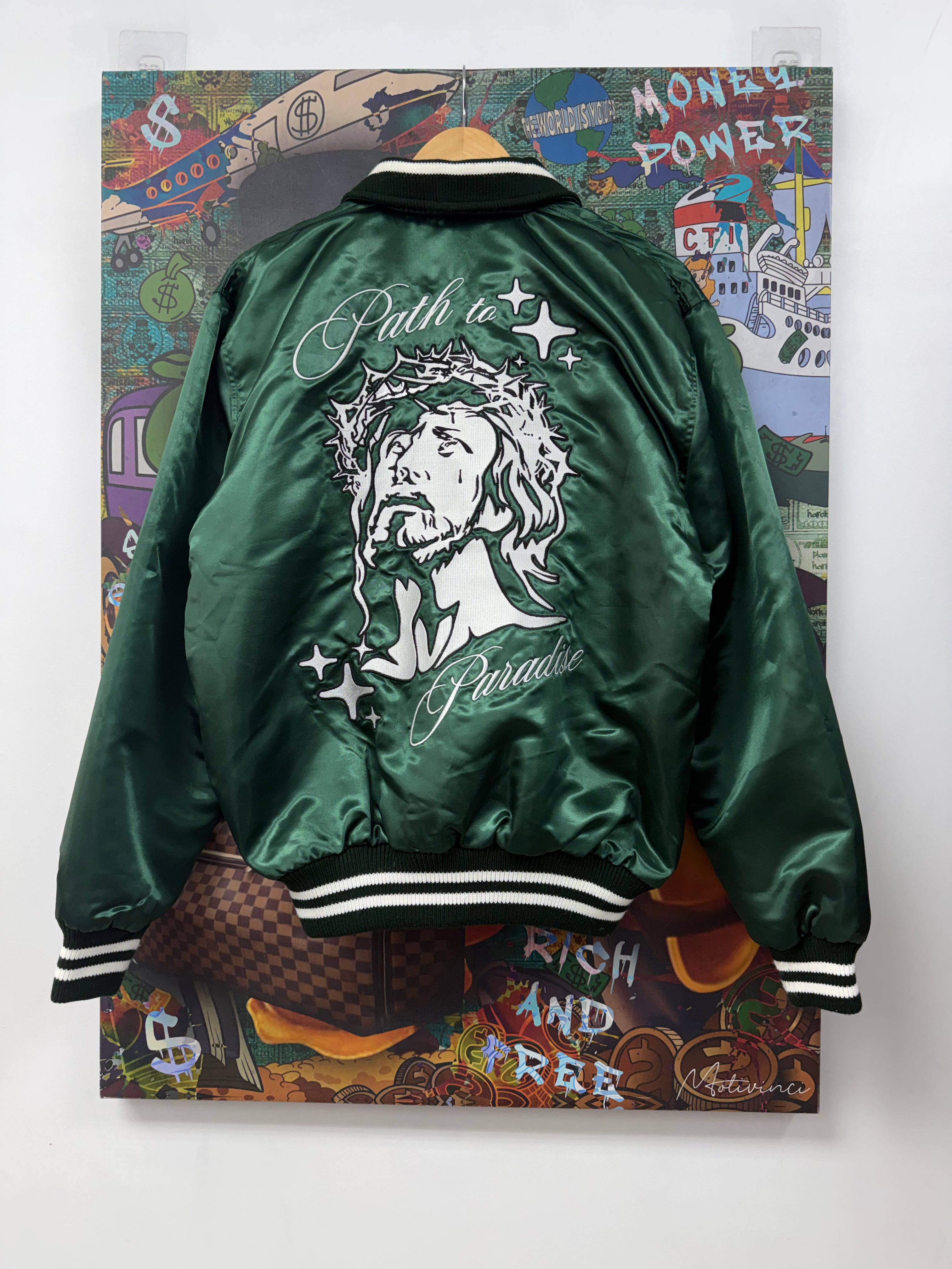 Hellstar Green Jesus F&F Bomber Jacket