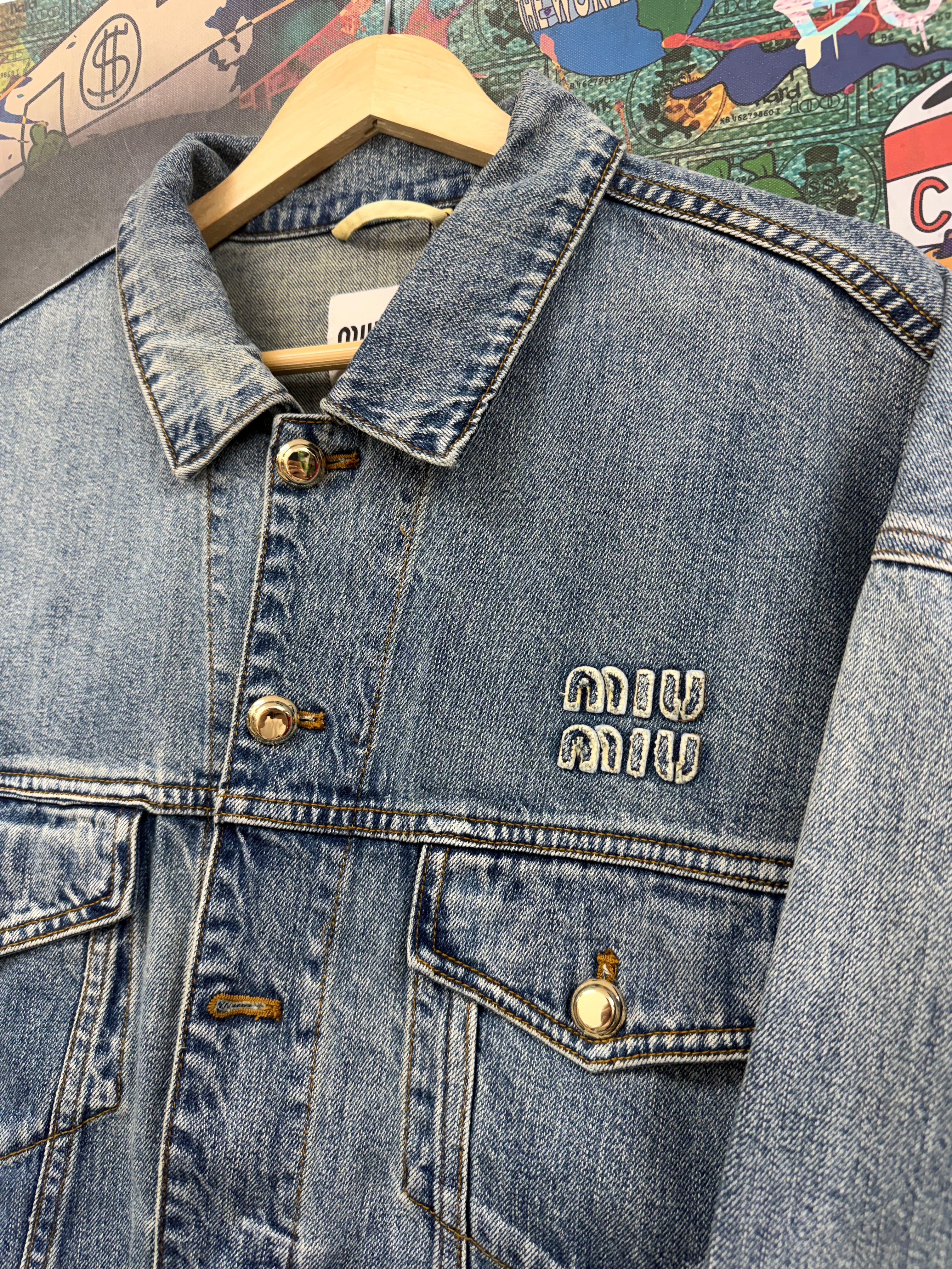 Miu Miu Applique Logo (Missing Button)(L) Denim Jacket