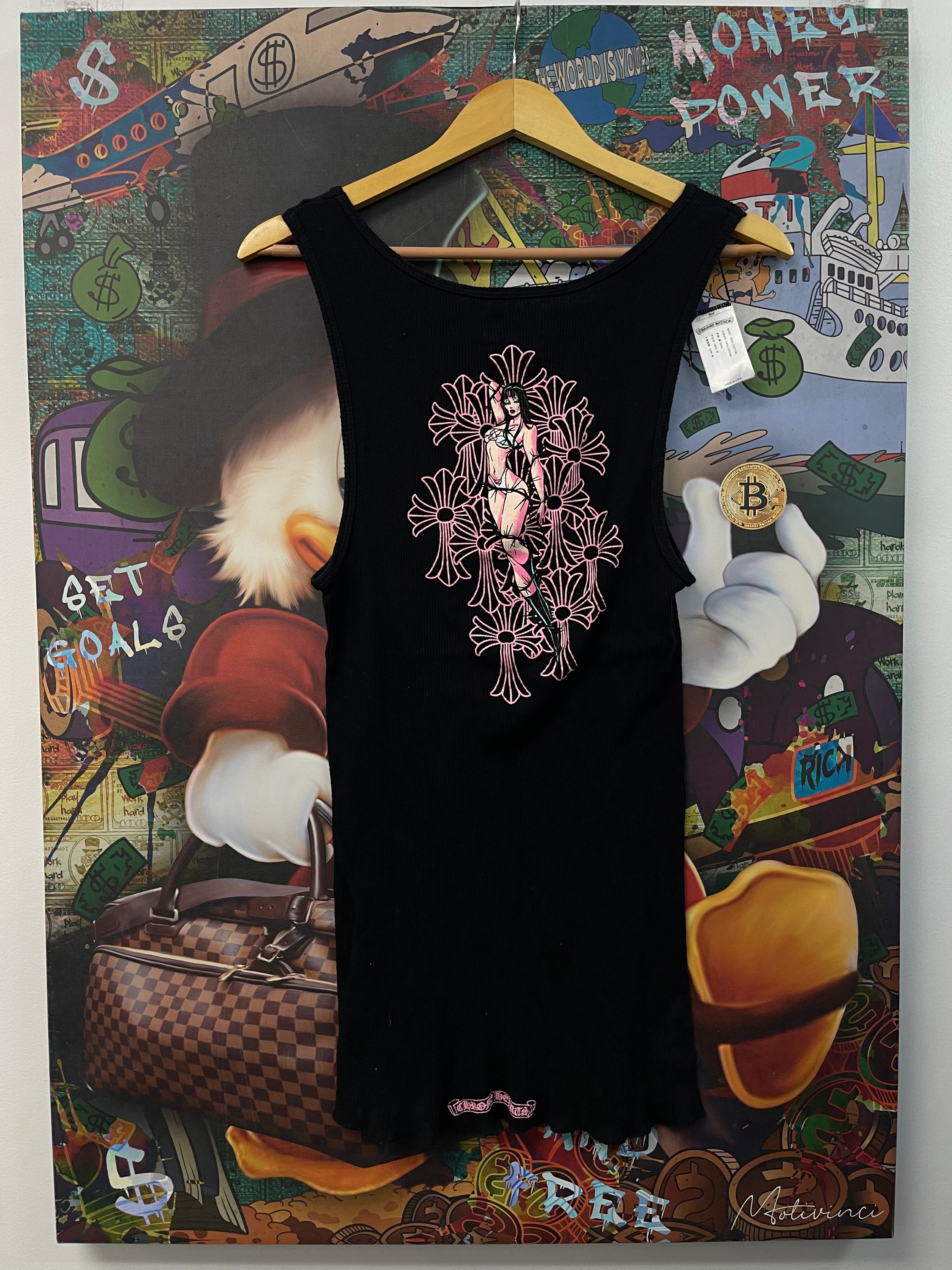 Chrome Hearts Black Pink Deadly Doll Tank Top