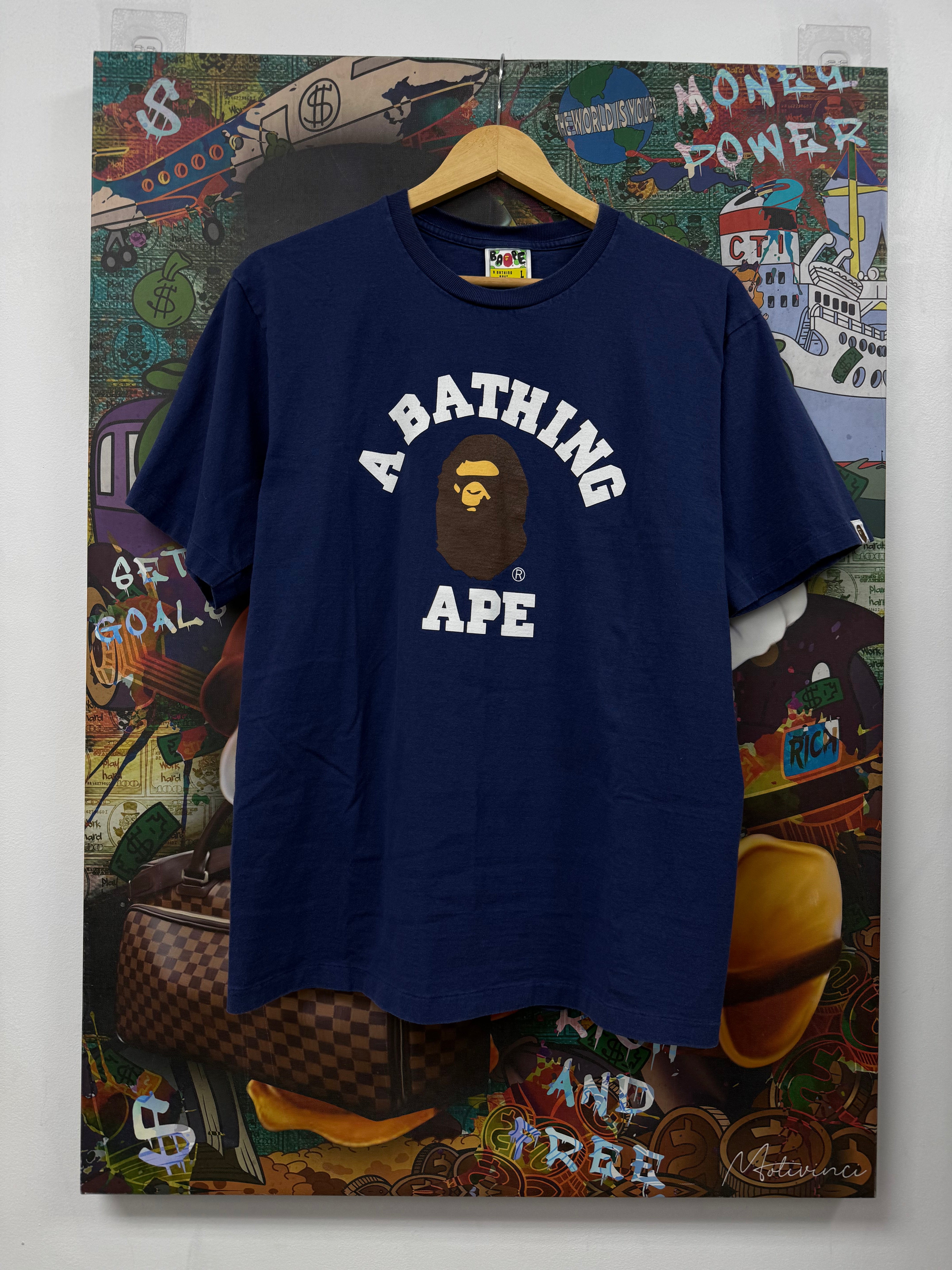 BAPE Navy Brown APE Head Tee
