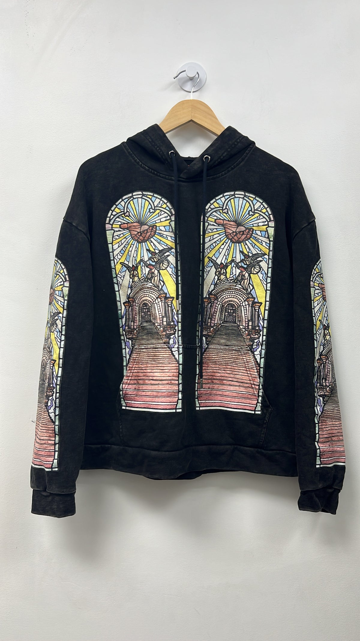 Who Decides War Black Wash Yellow Stained Glass Hoodie