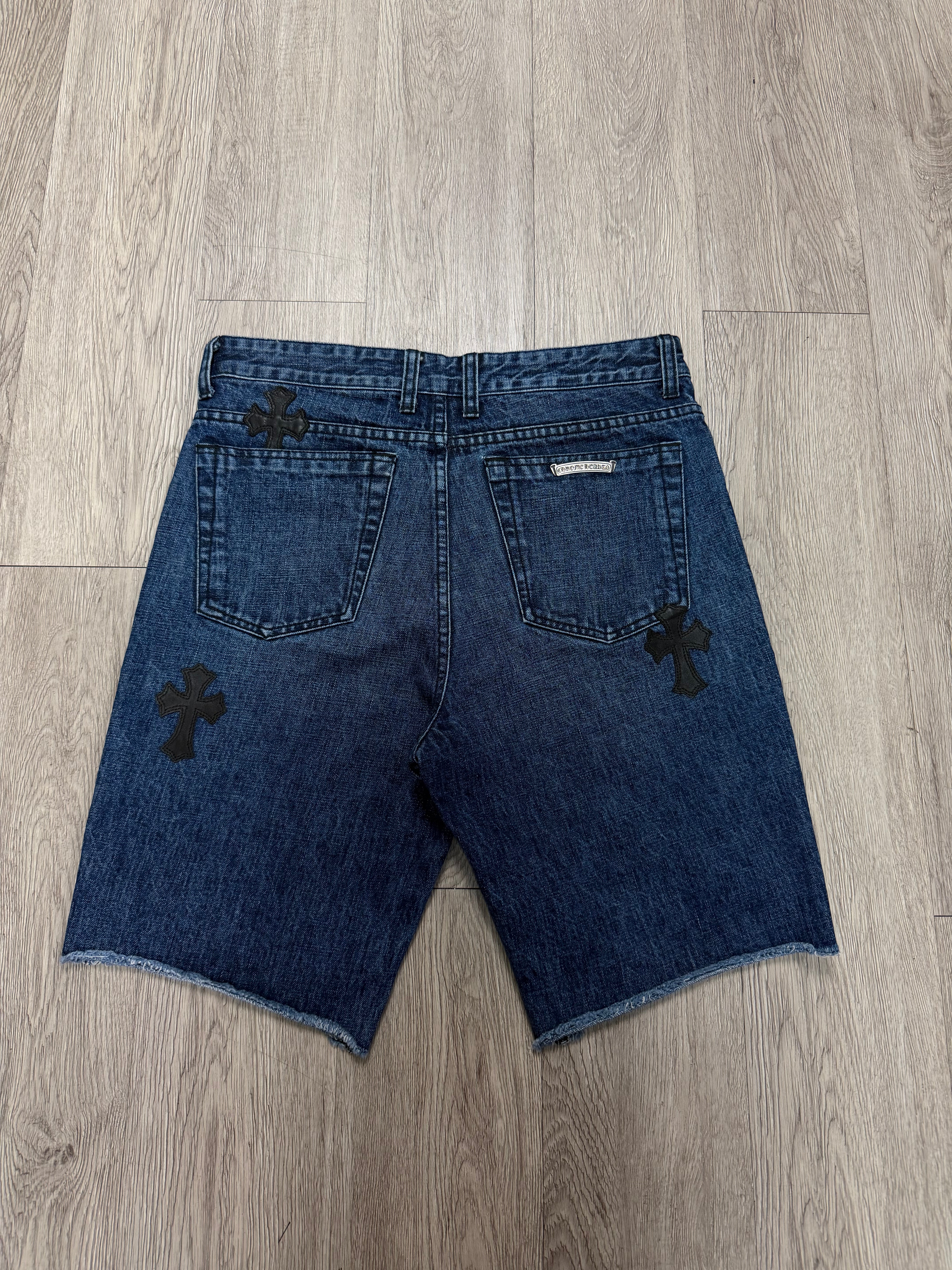Chrome Hearts Denim Black Patch Jean Shorts