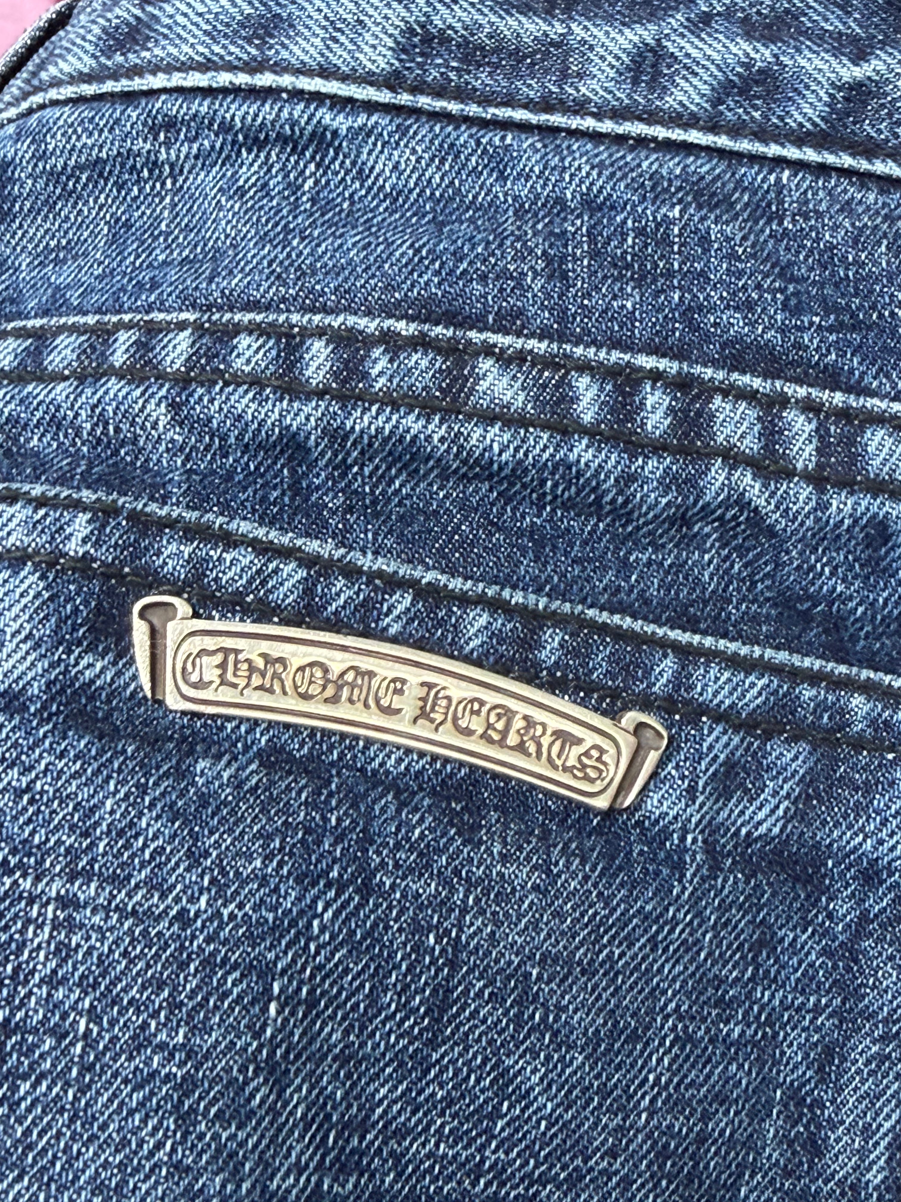 Chrome Hearts Denim Black Patch Jean Shorts