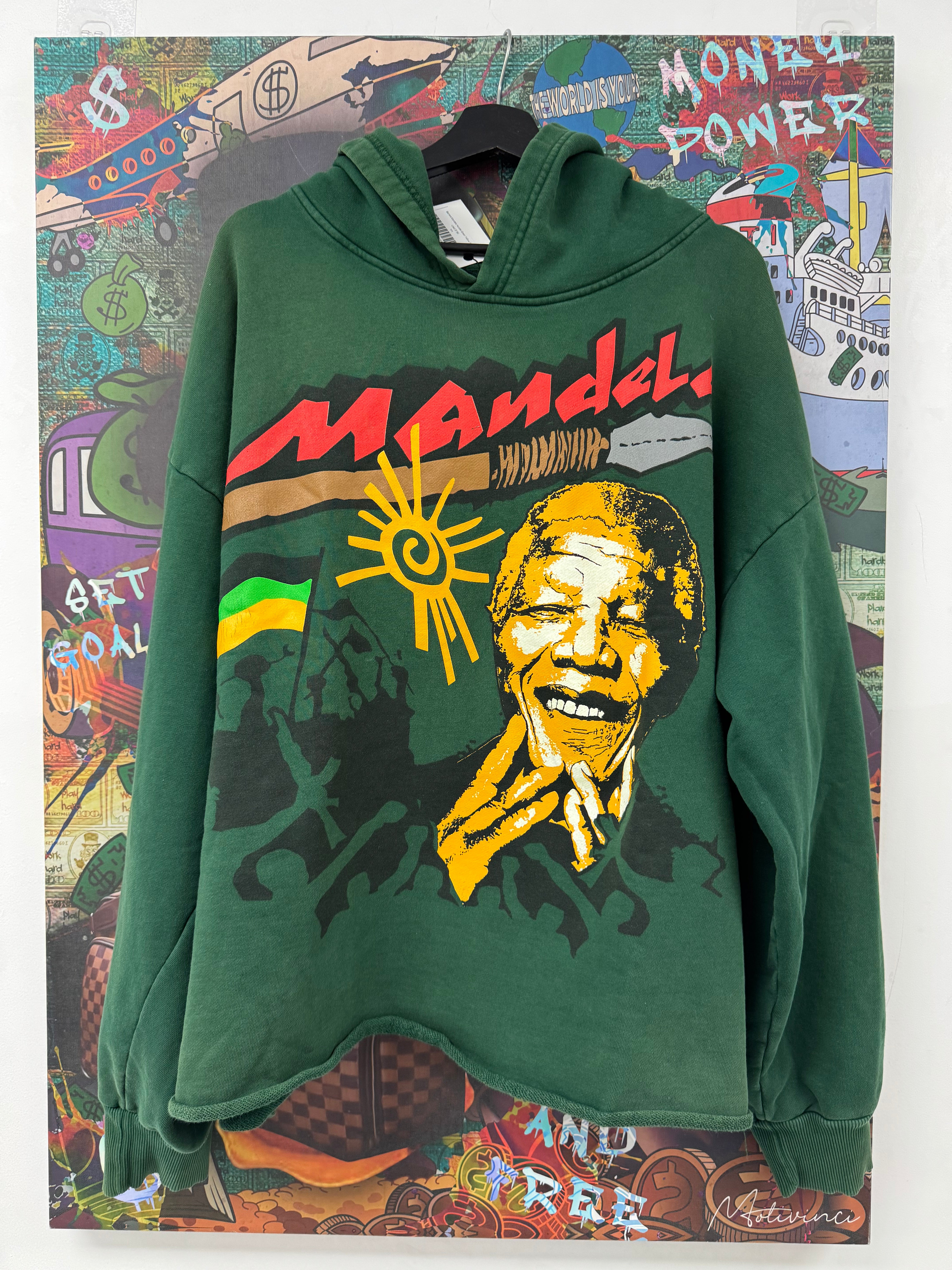 Barriers Mandela Hoodie Green Yellow Used XXL