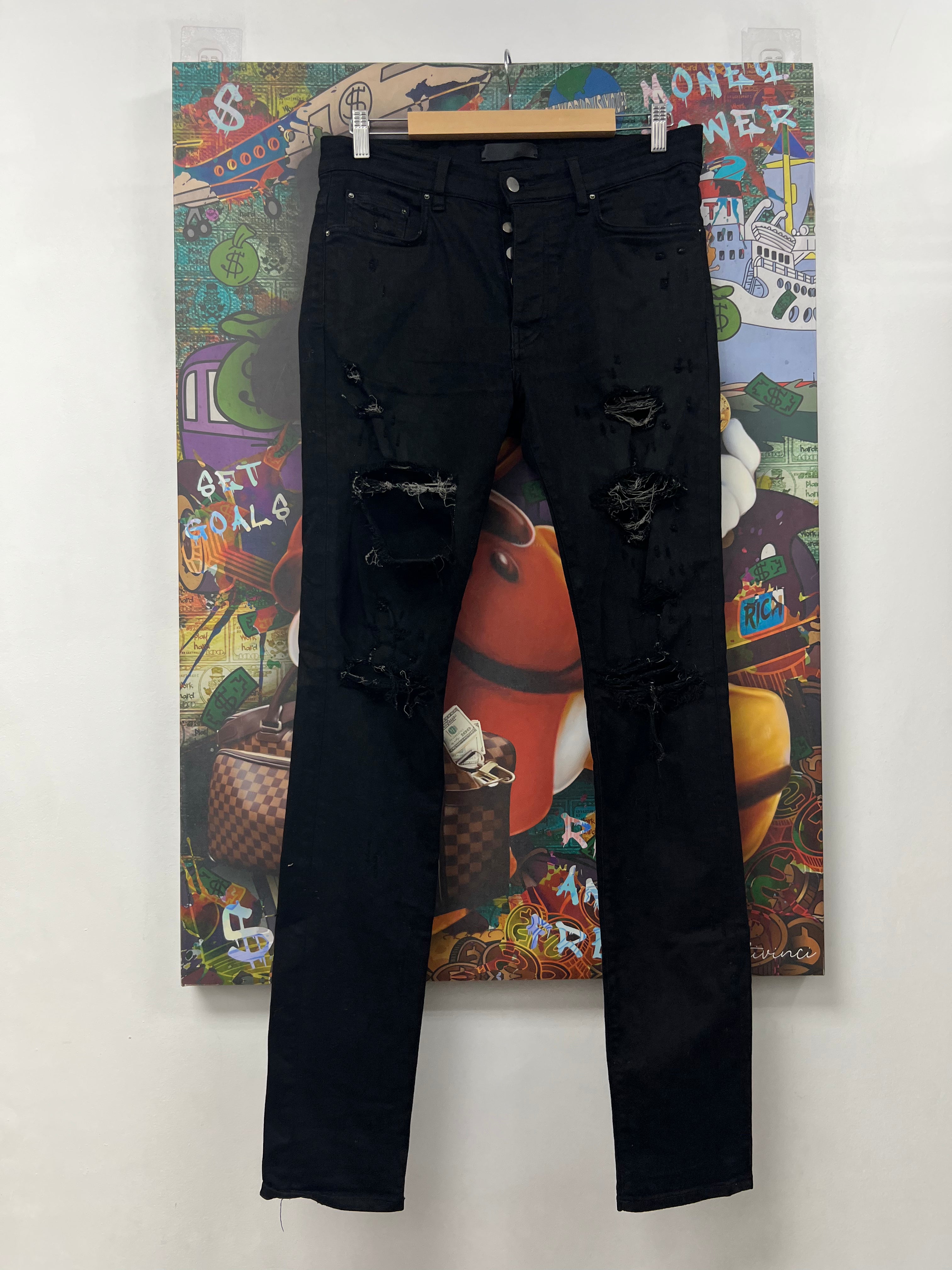 Amiri Black Ripped Plain Thrasher Jeans