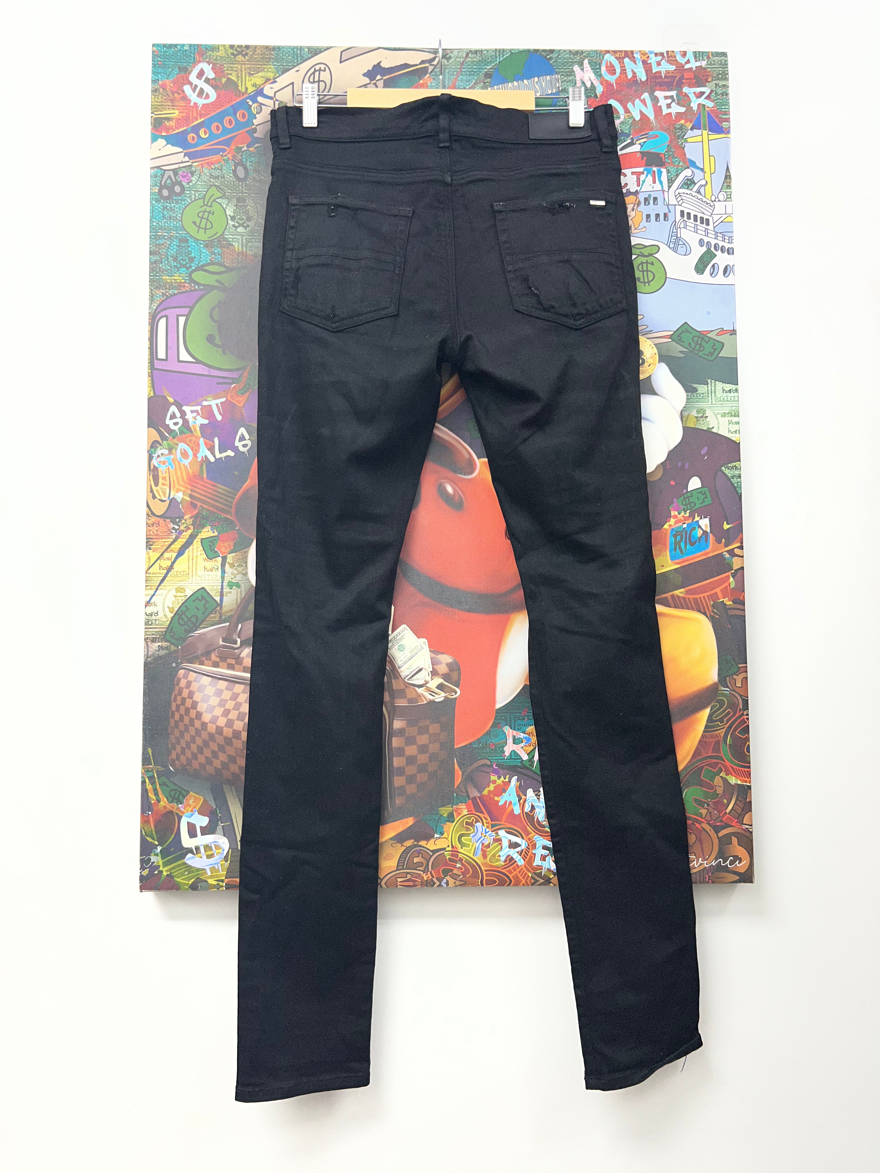 Amiri Black Ripped Plain Thrasher Jeans