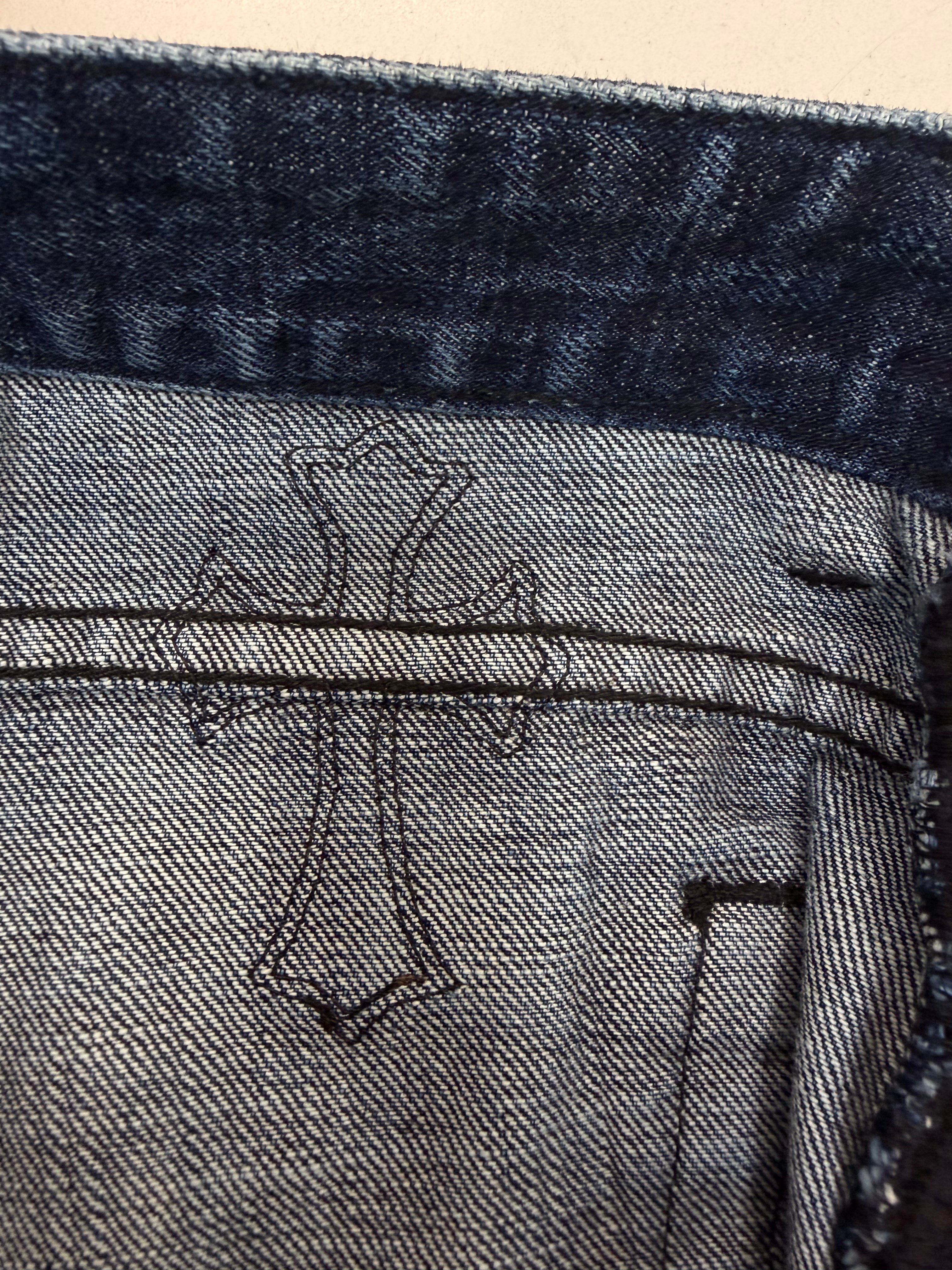 Chrome Hearts Denim Black Patch Jean Shorts