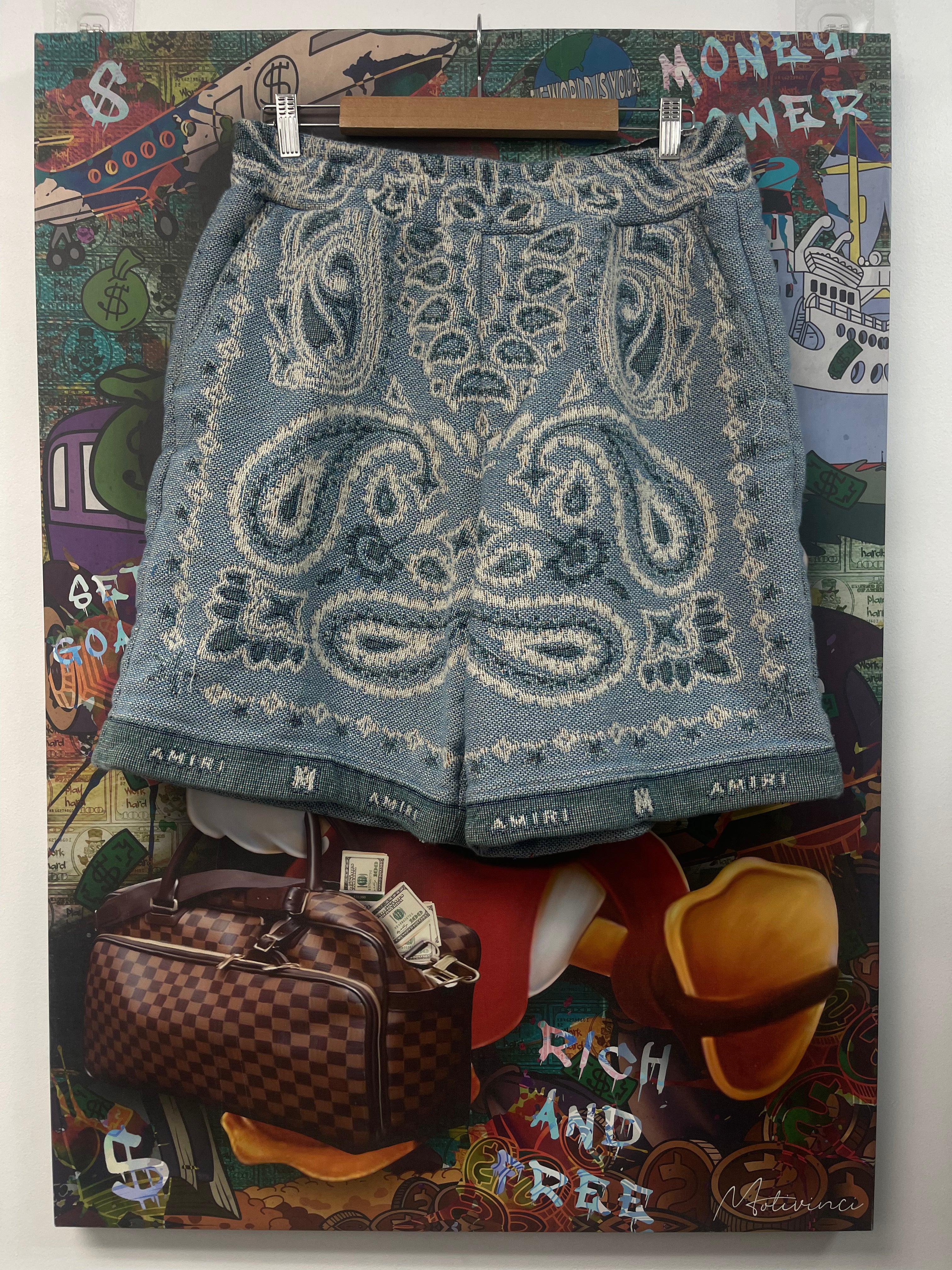 Amiri Blue Paisley Knit Shorts