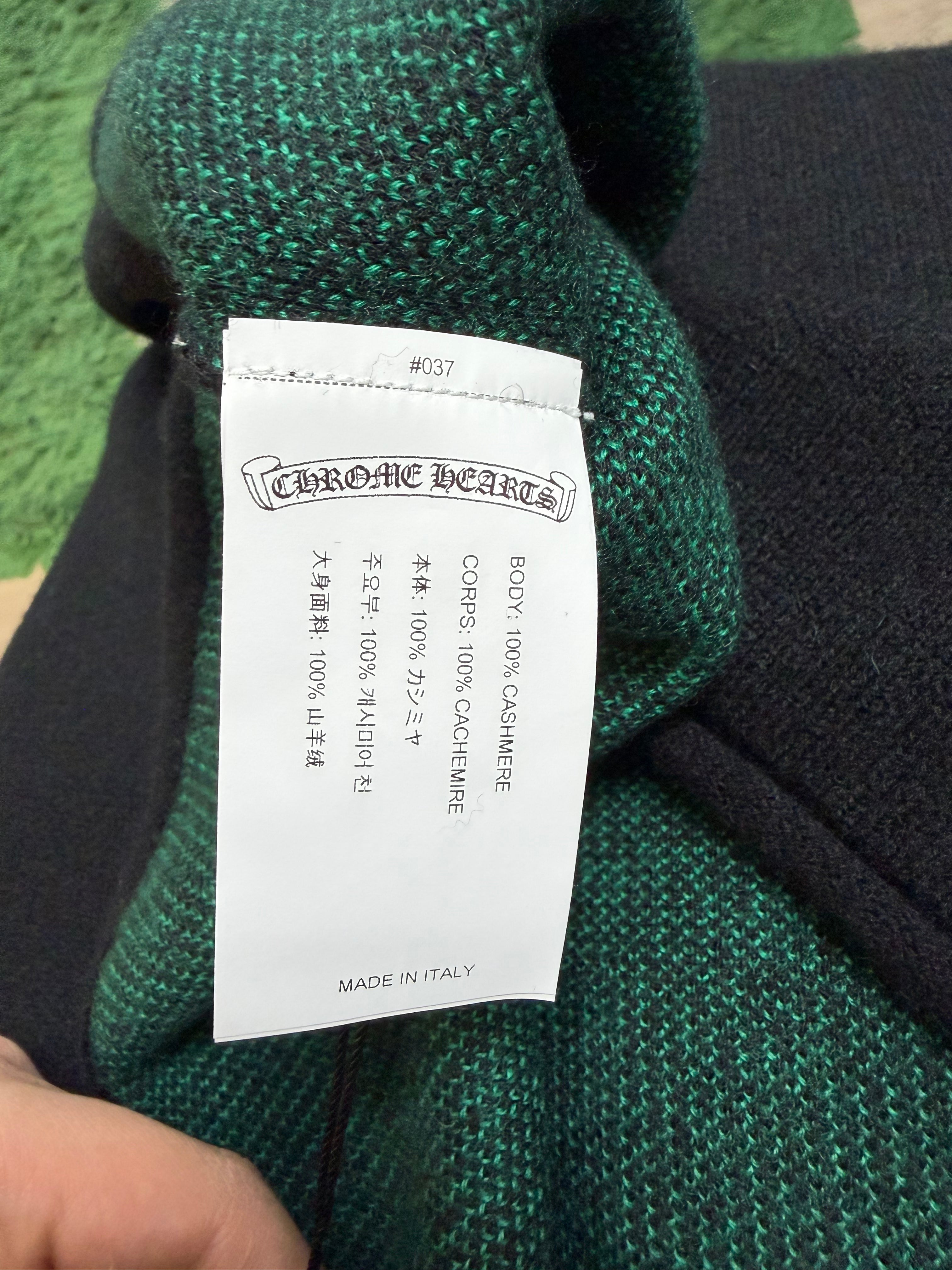 Chrome Hearts Black Green Scroll Logo Cashmere Sweater