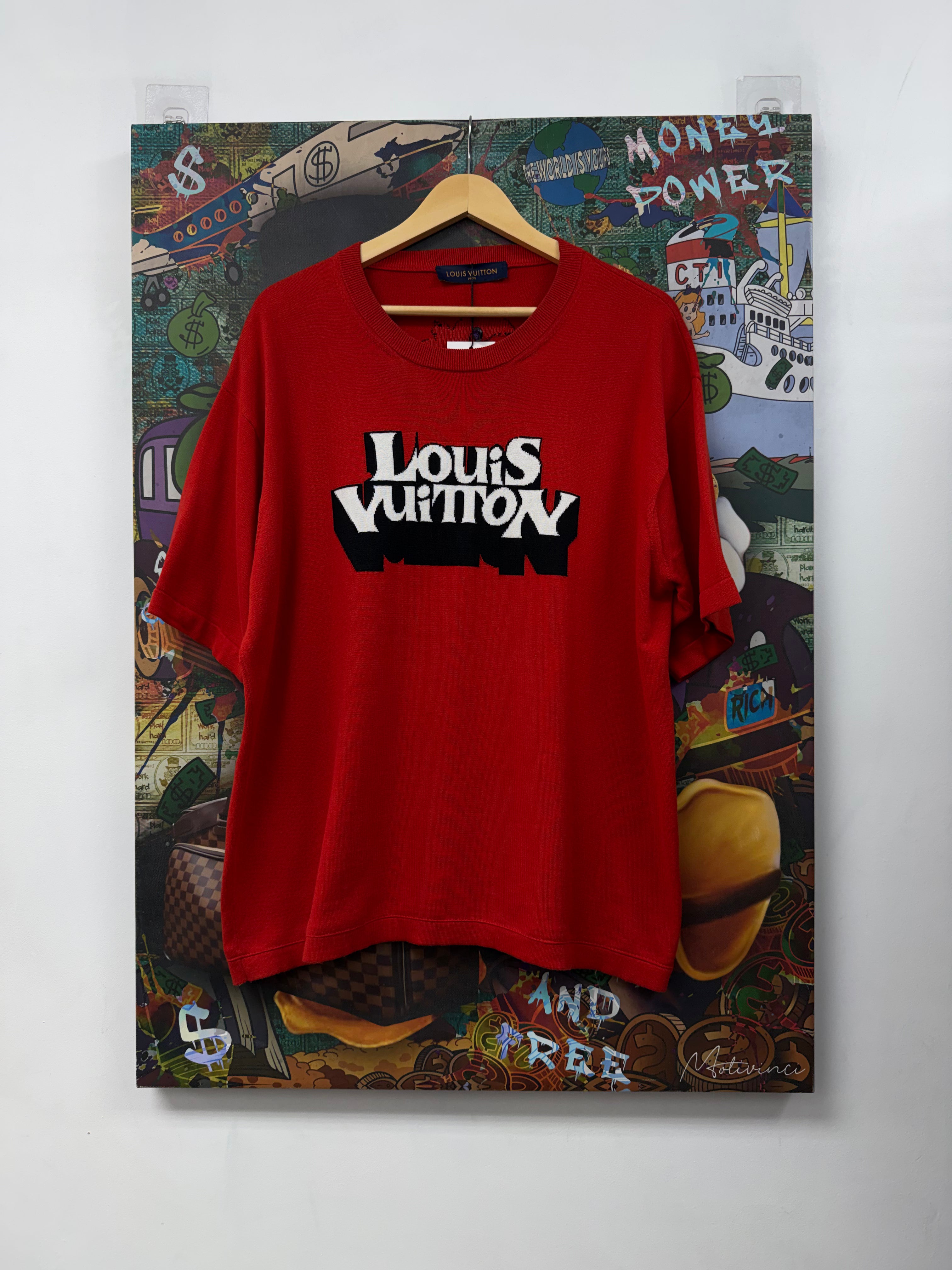 Louis Vuitton Red Black Intarsia (Altered Fits XL) Tee