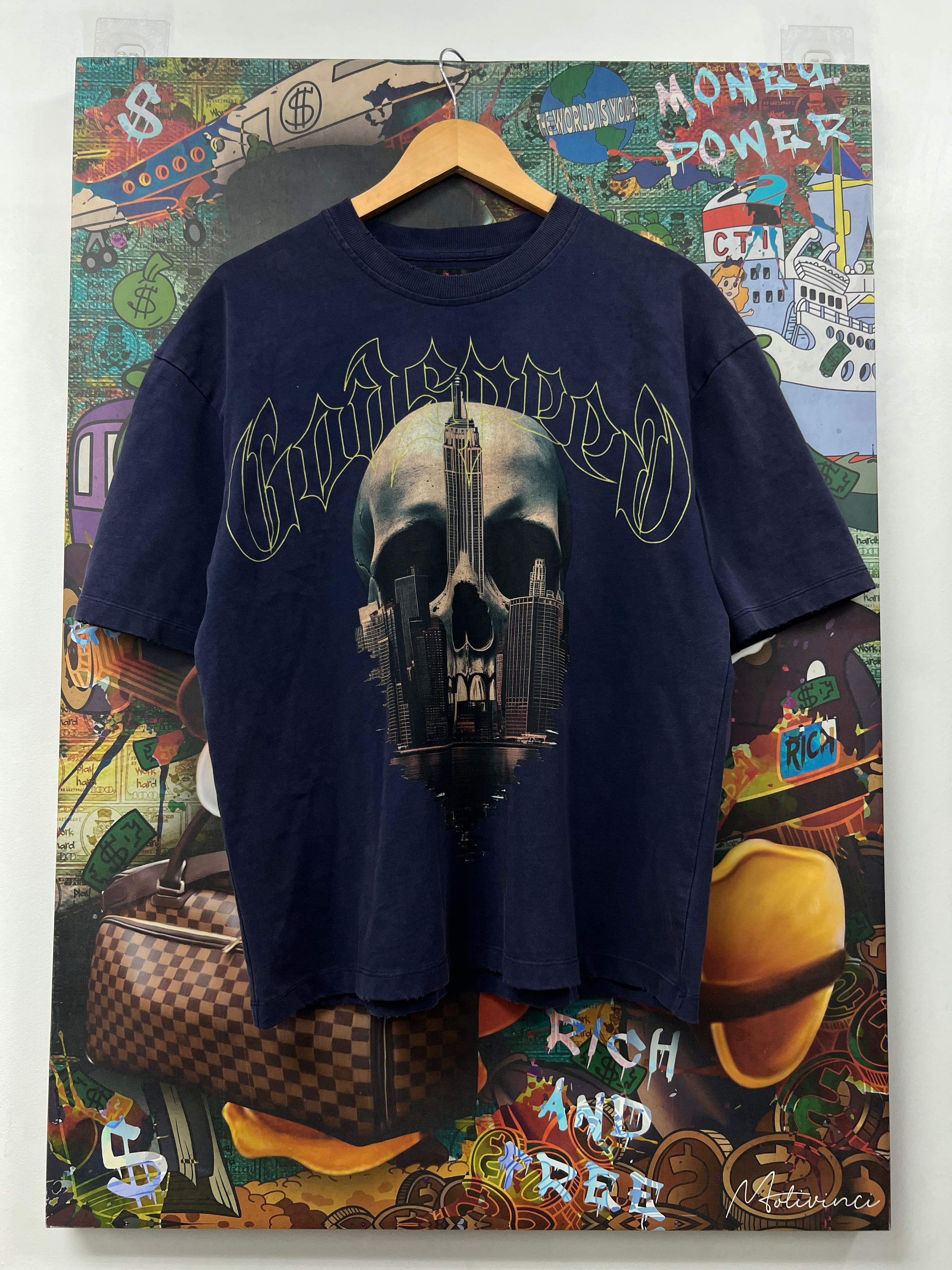 Godspeed Navy Skull Skyline Tee