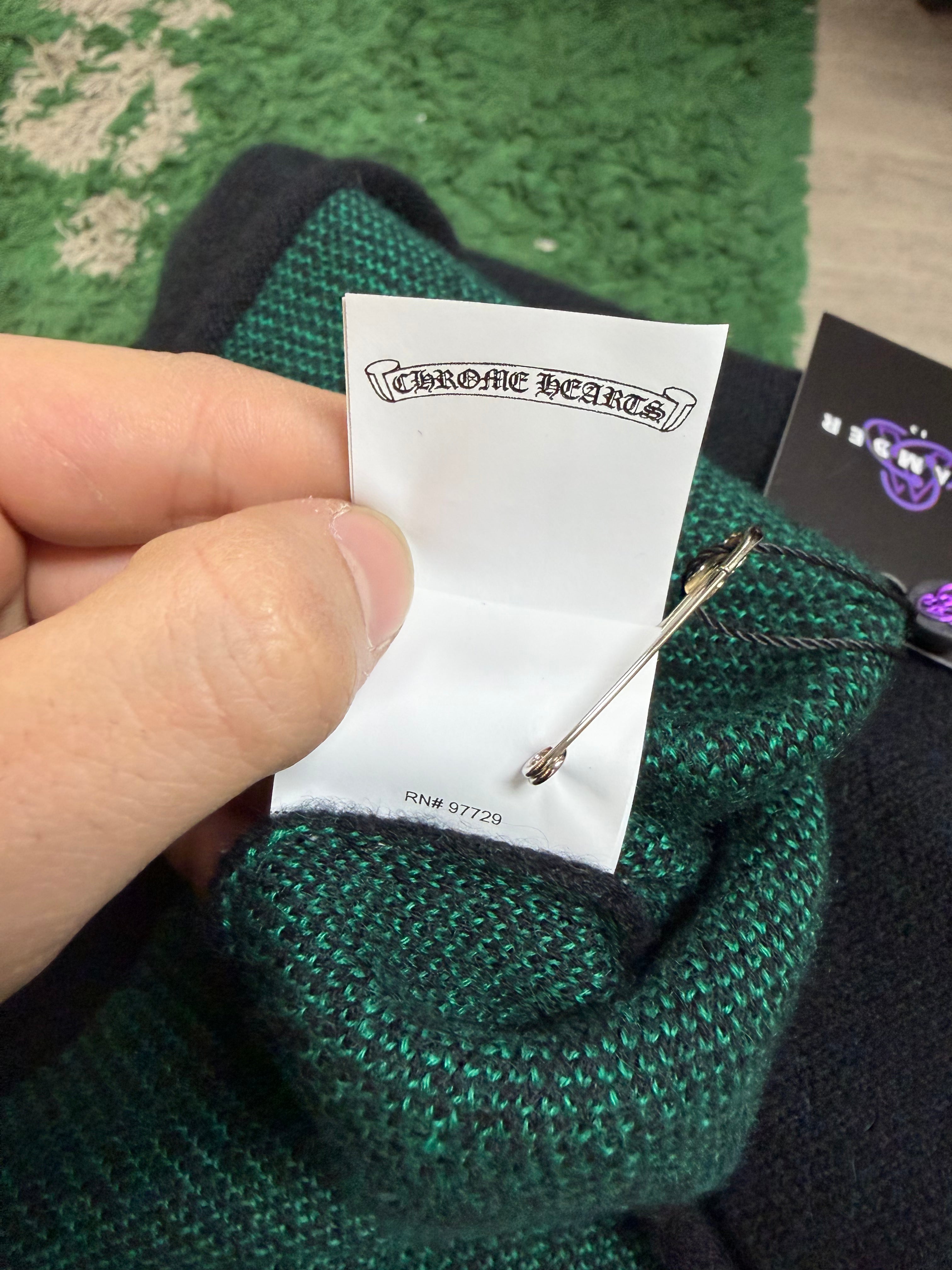 Chrome Hearts Black Green Scroll Logo Cashmere Sweater