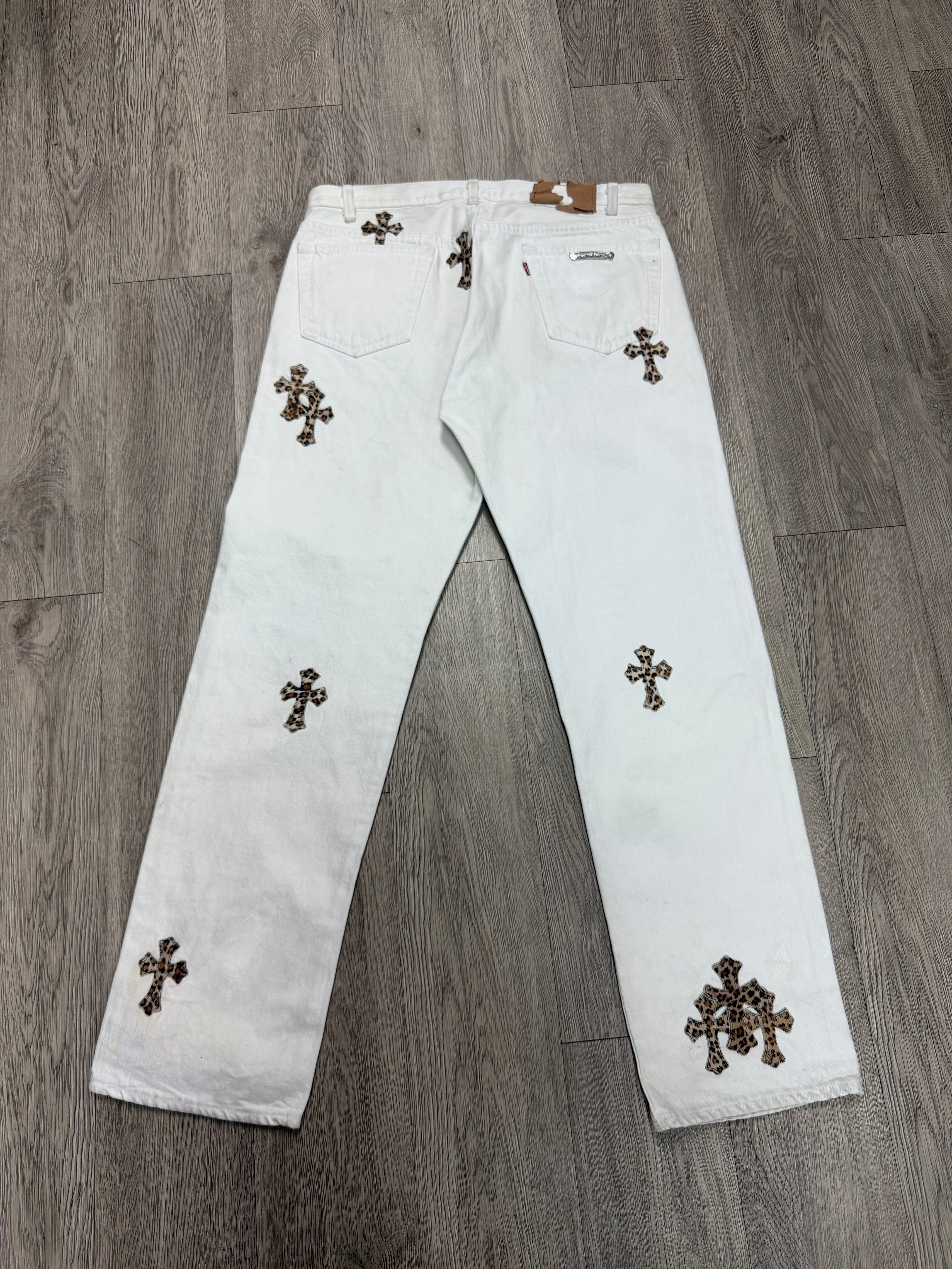 Chrome Hearts White Cheetah Patch Jeans