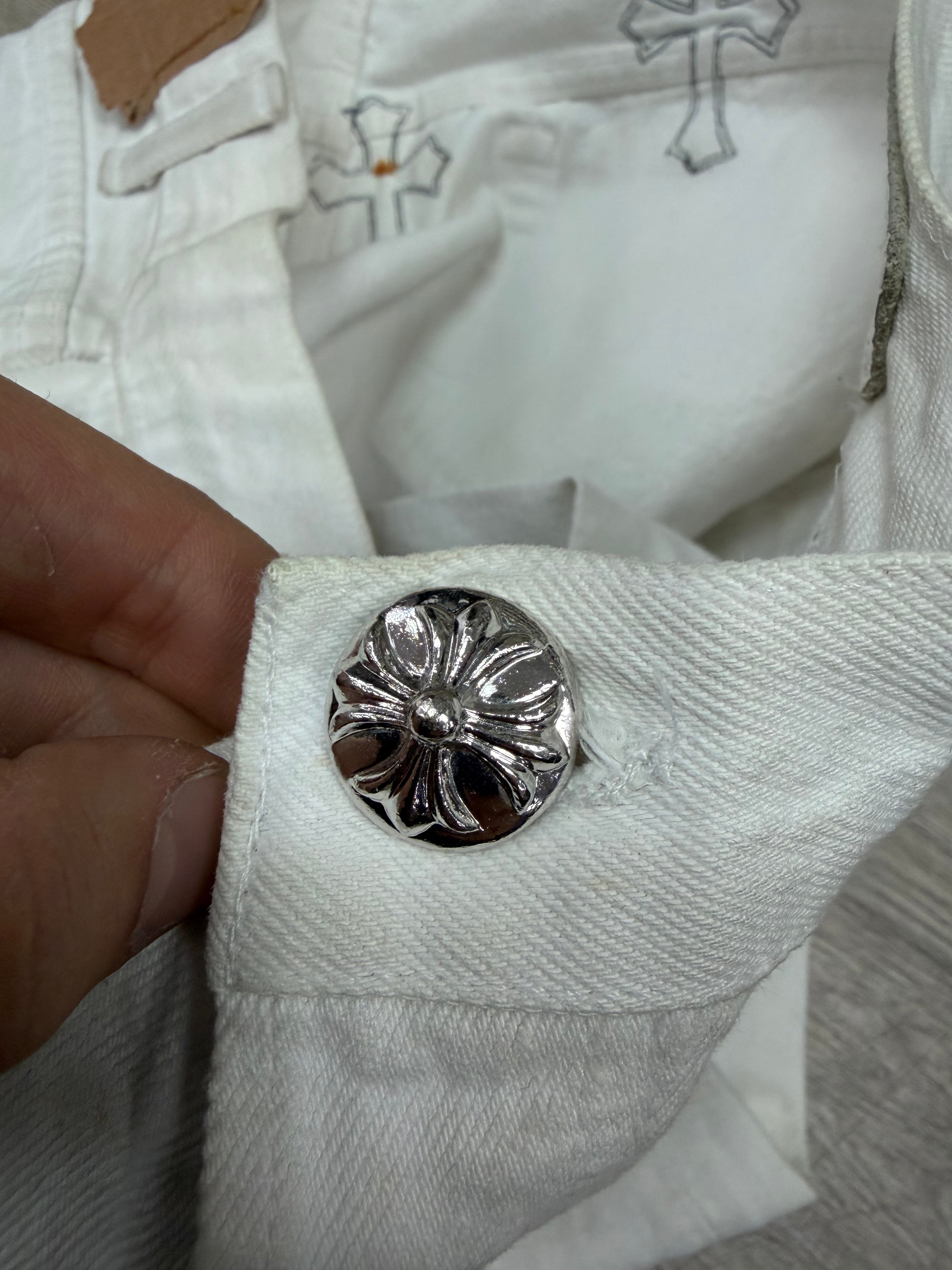 Chrome Hearts White Cheetah Patch Jeans