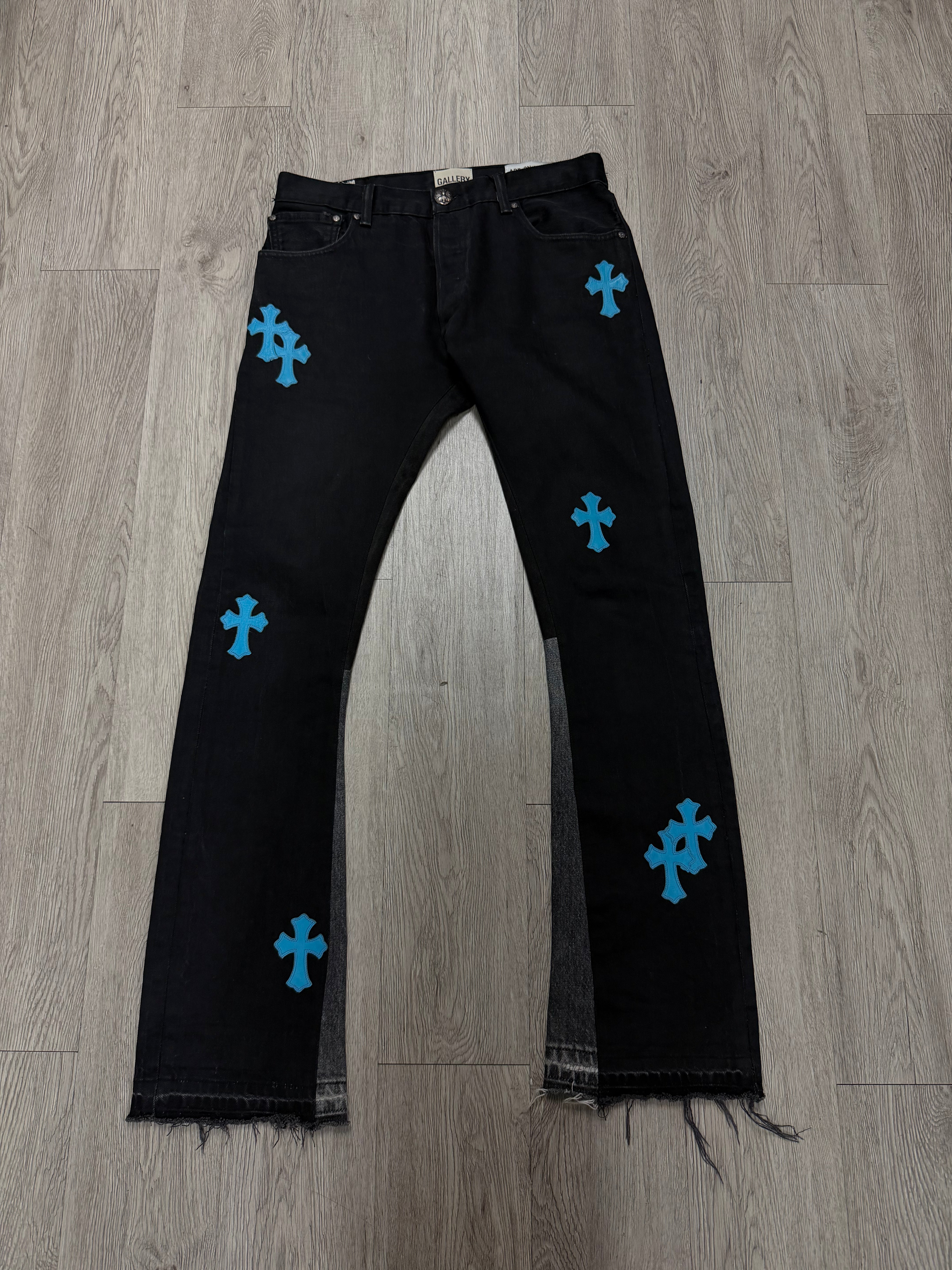 Chrome Hearts x Gallery Black Flare Blue Patch Jeans