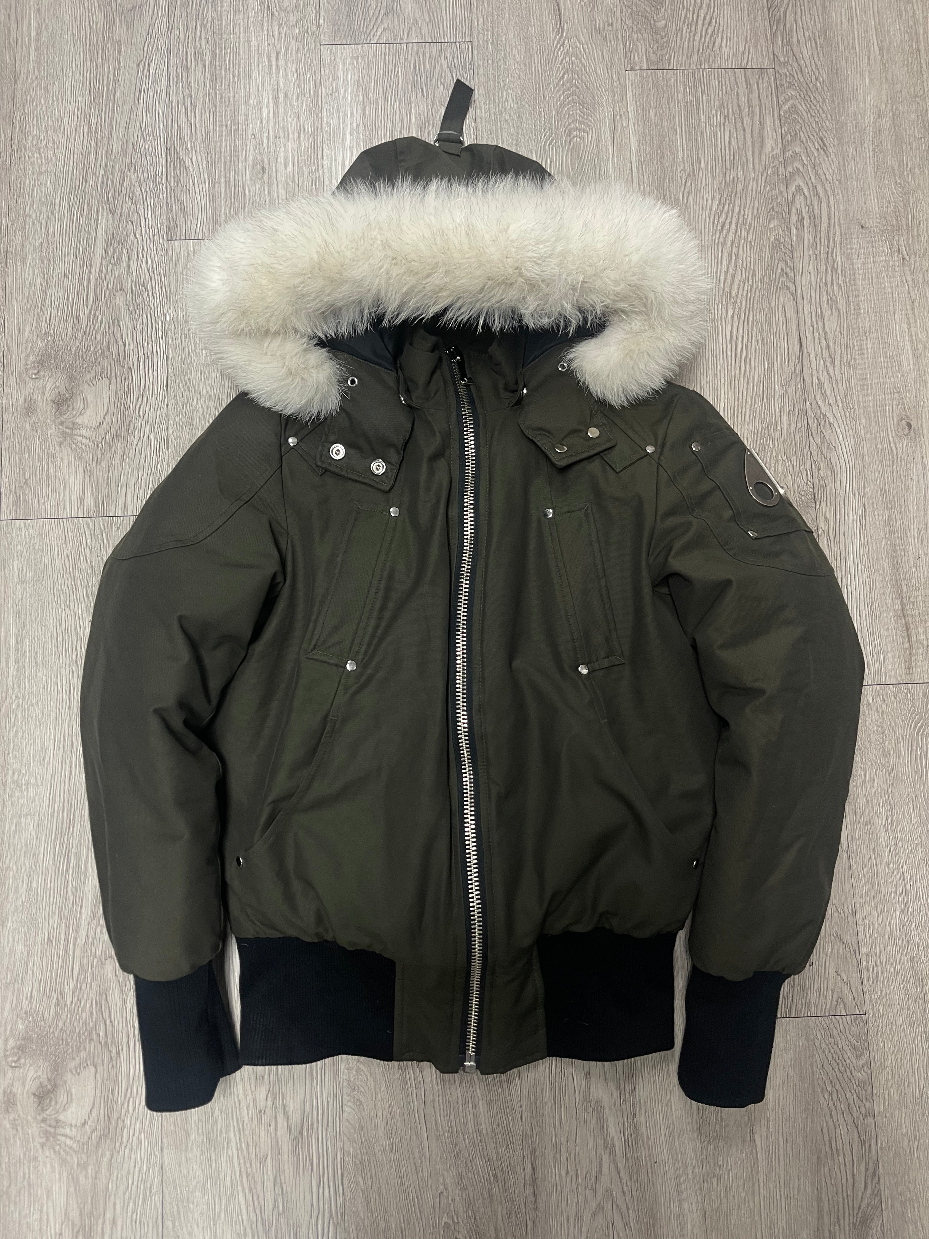 Moose Olive White Fur (Women's) Bomber Jacket
