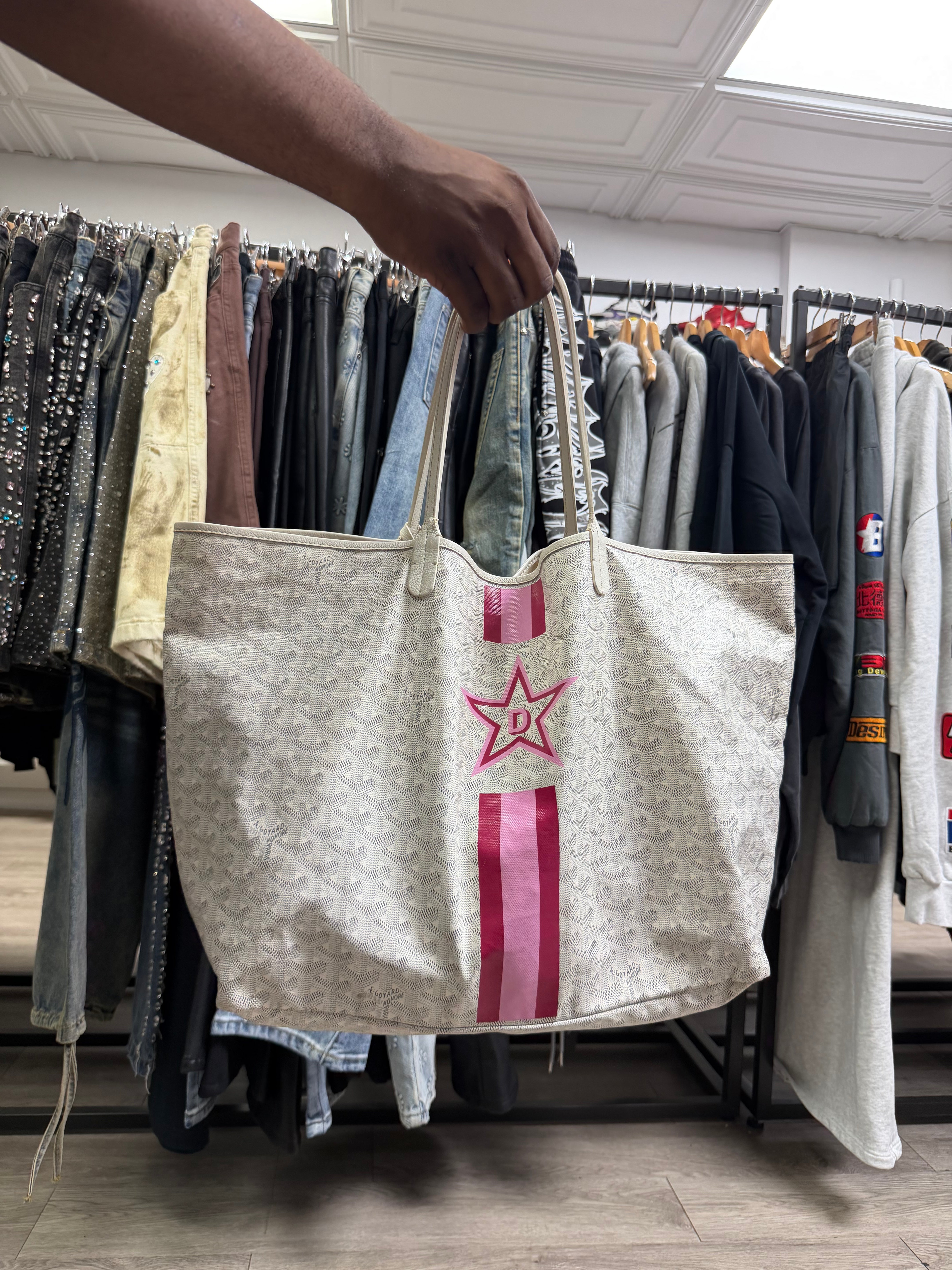 Goyard White Saint Louis Tote (Custom) Bag