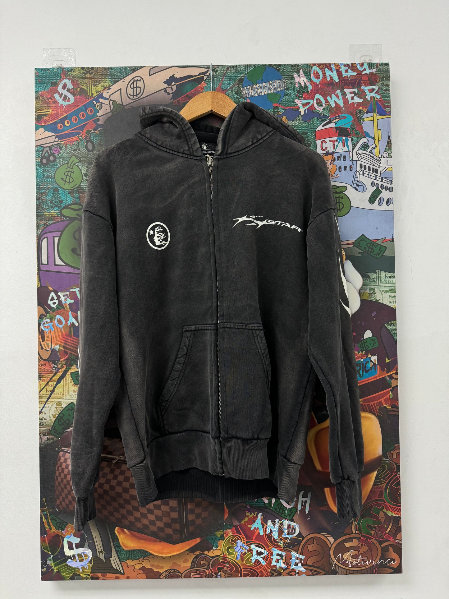 Hellstar Face Logo Zip Up Black New Medium With Tags