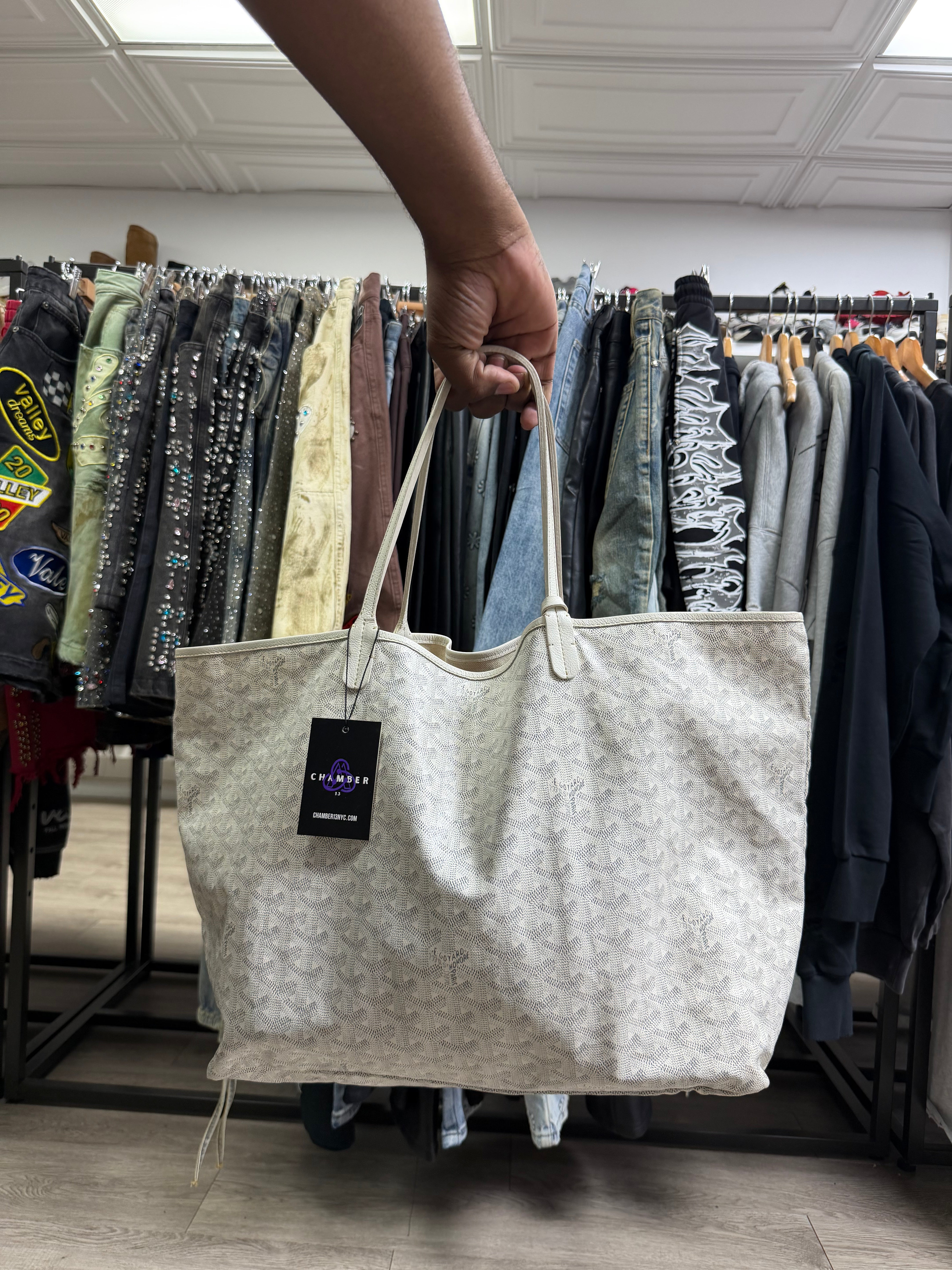 Goyard White Saint Louis Tote (Custom) Bag