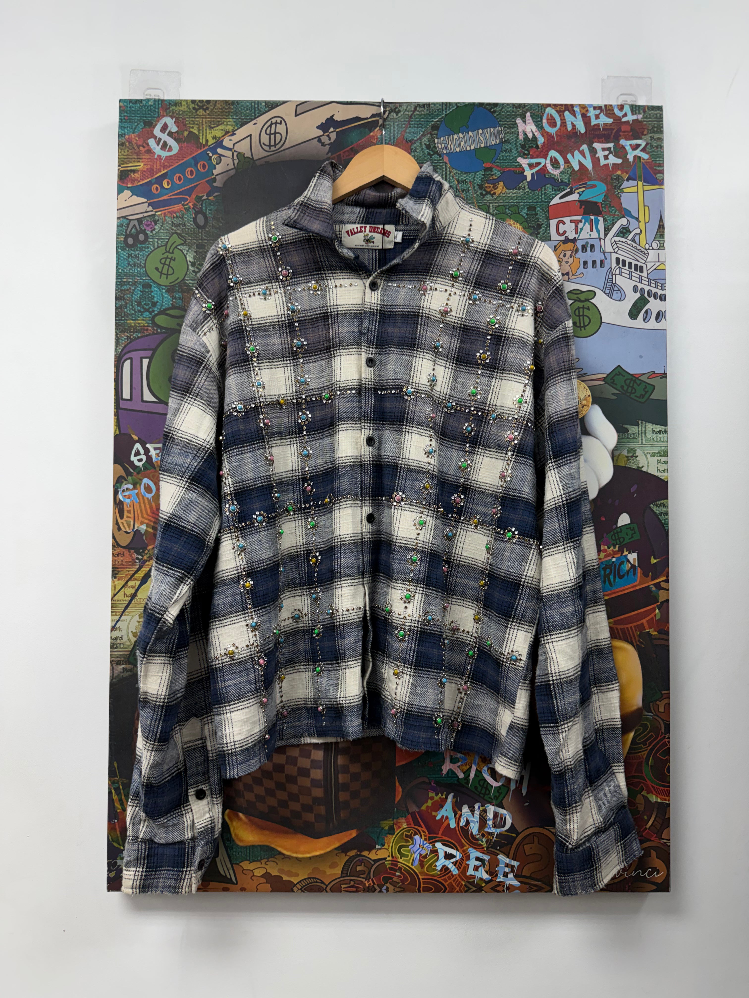 Vale Navy White Gems Flannel
