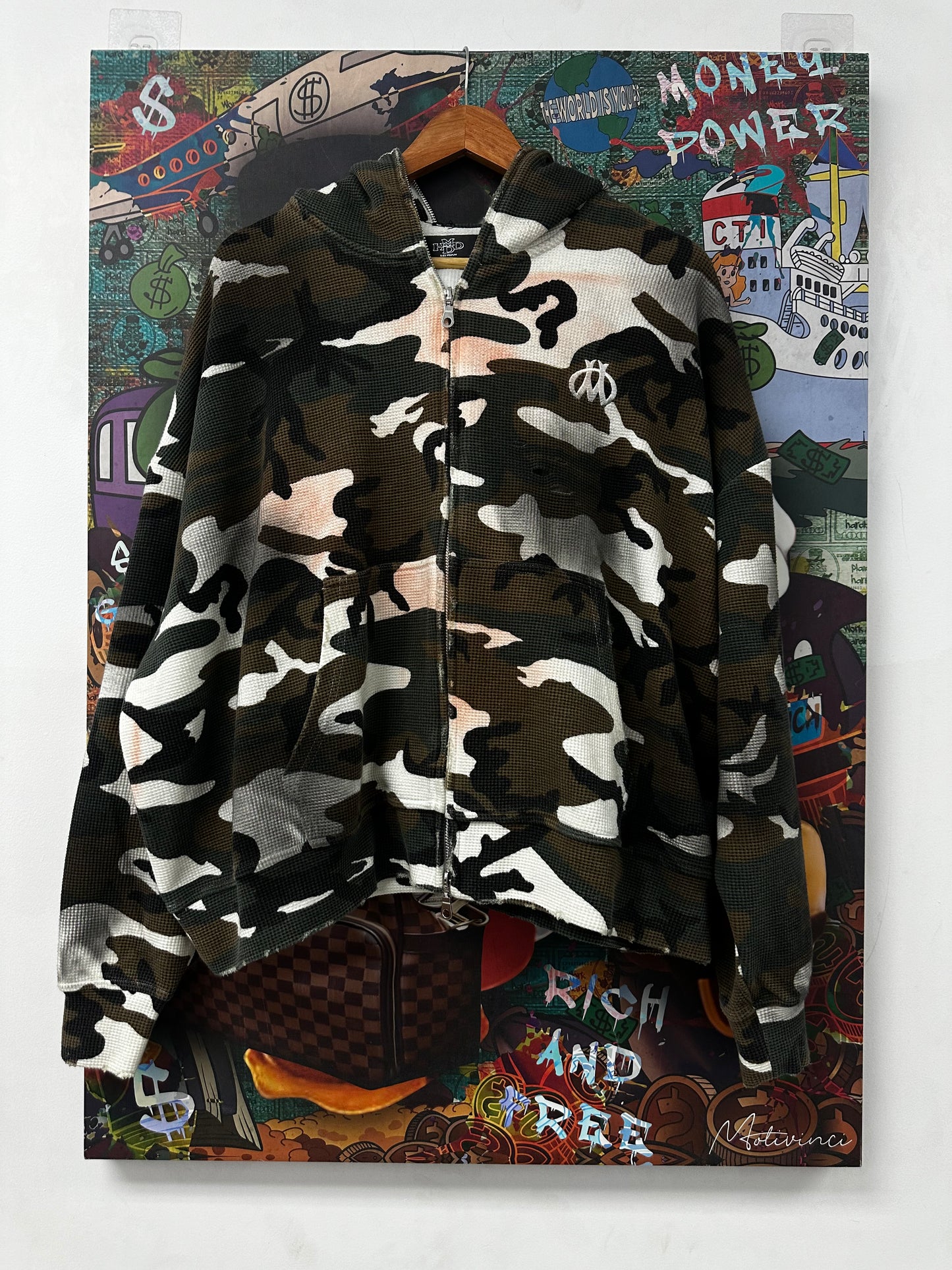 HMDD Zip Up Thermal Camo Splatter New Medium With Tags