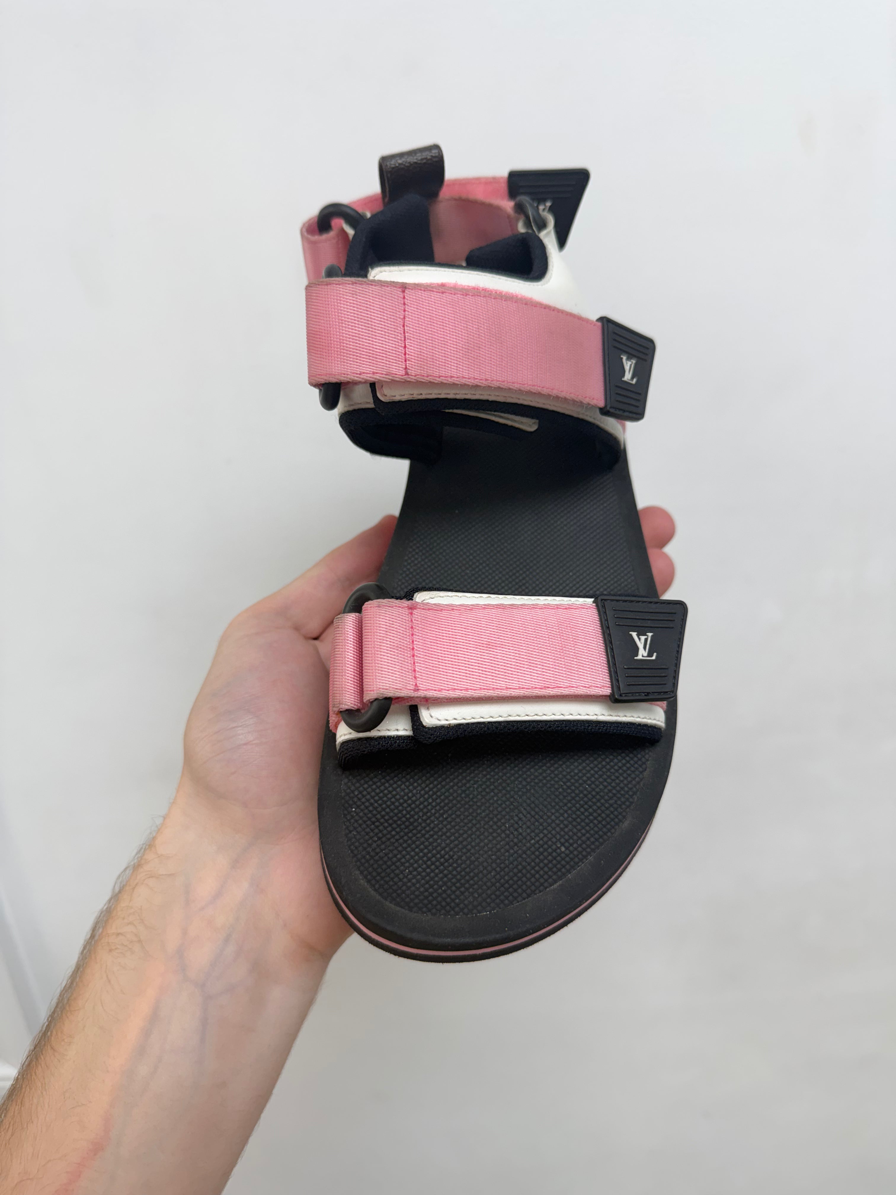 Louis Vuitton Pink Black Strap Sandals