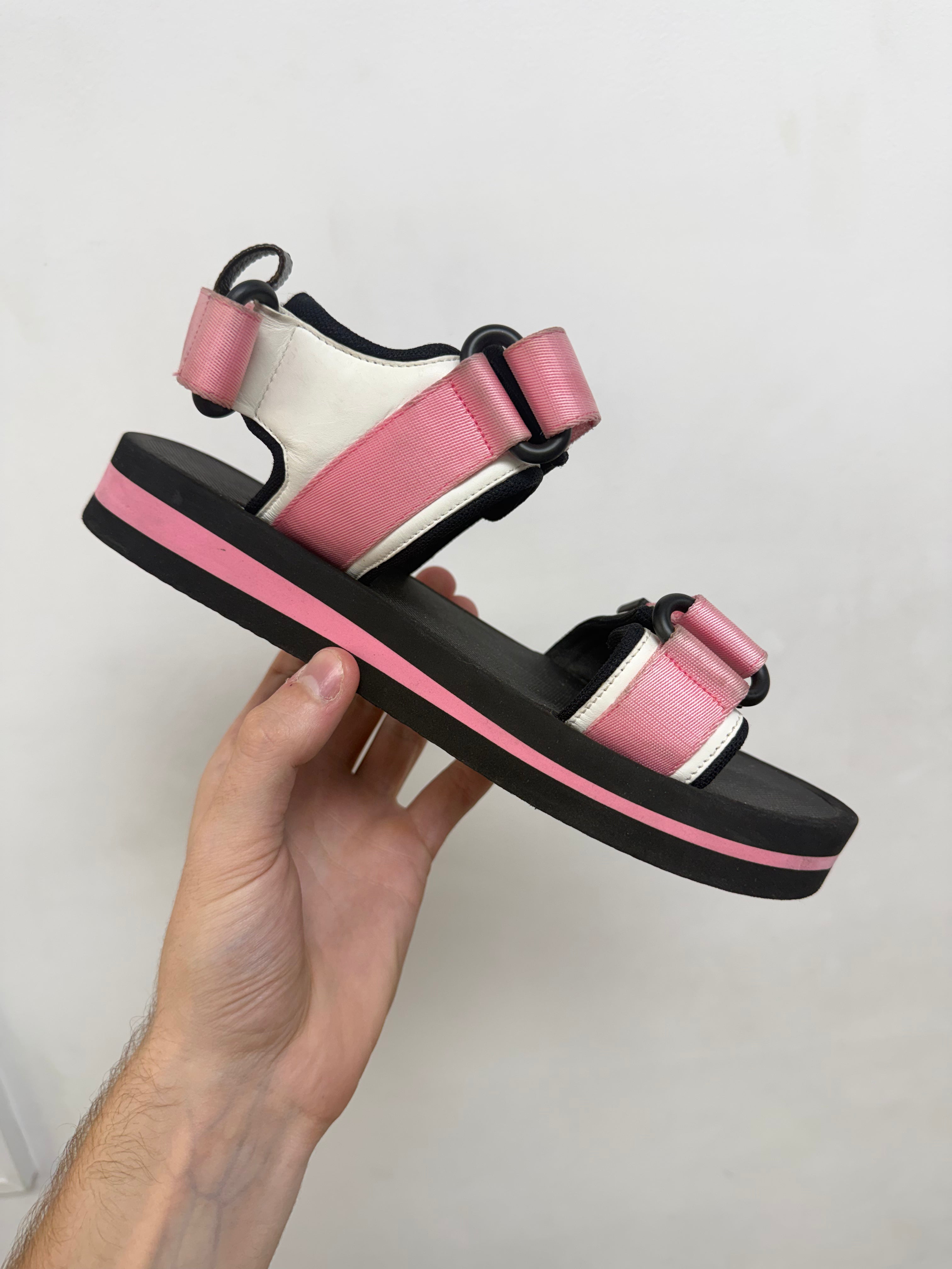 Louis Vuitton Pink Black Strap Sandals