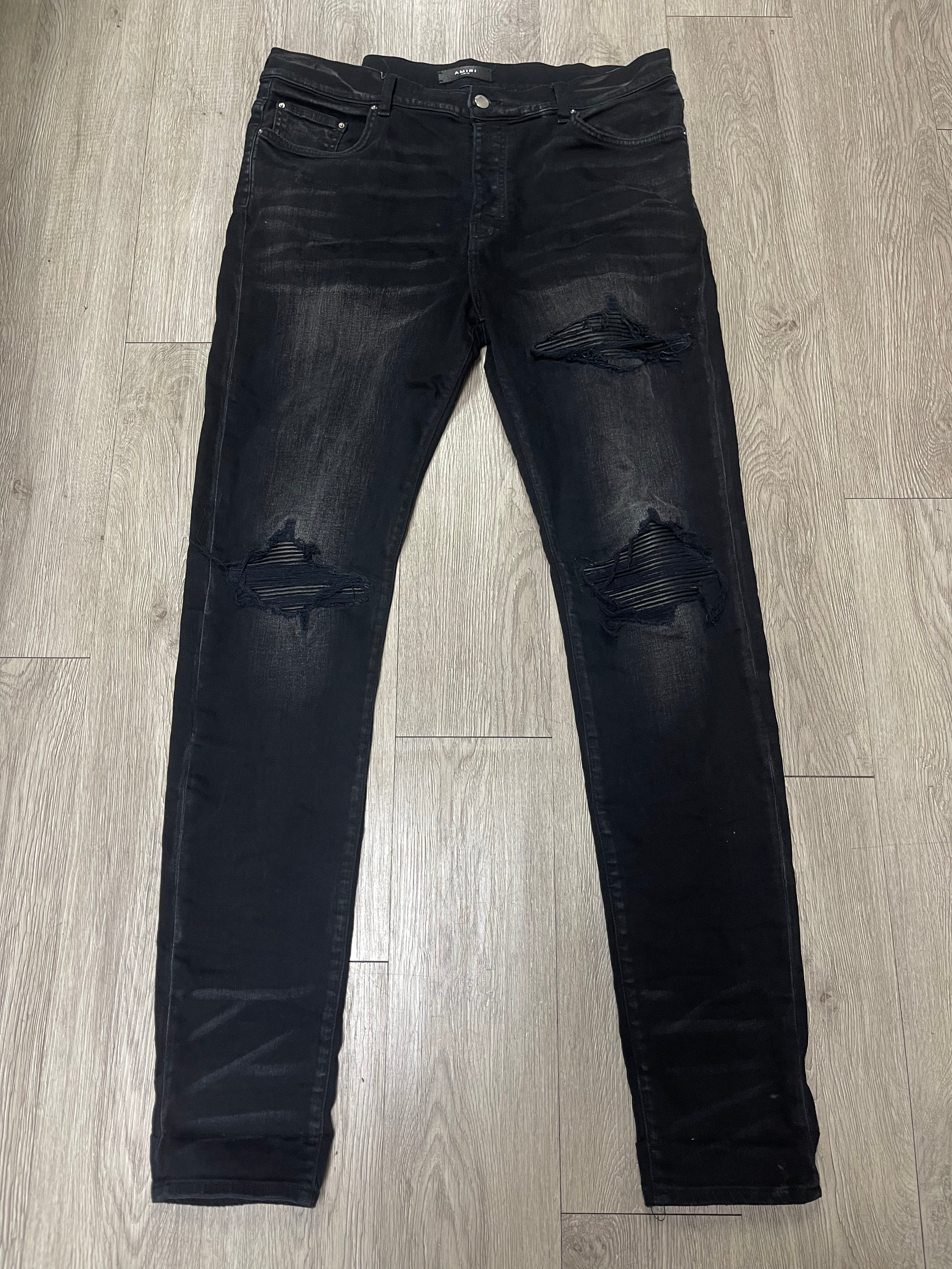 Amiri MX1 Black Wash Black Patch Jeans