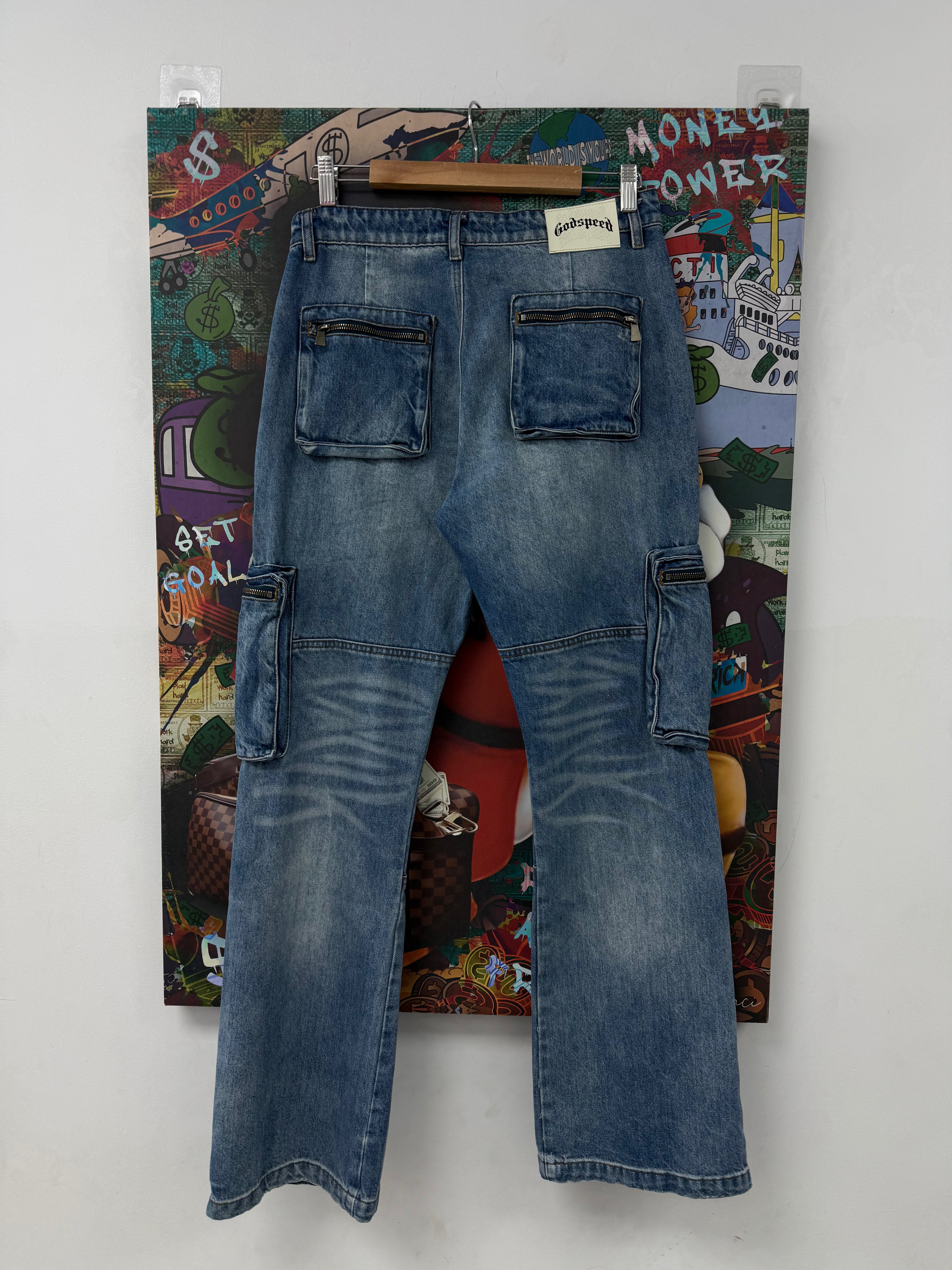 Godspeed Cargo Denim Blue Wash Jeans (32-40) New