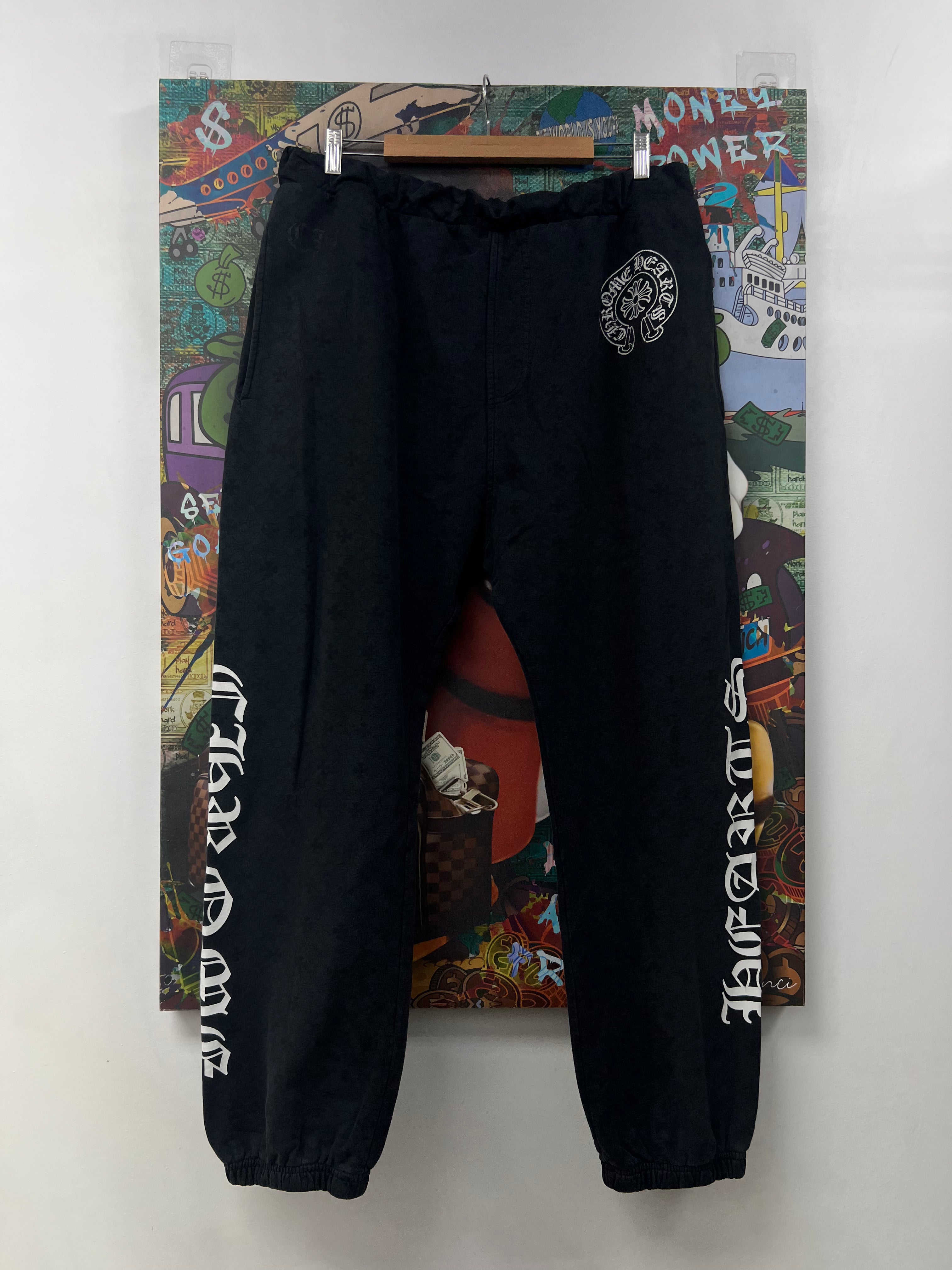 Chrome Hearts Black Monogran Horseshoe Logo Sweatpants