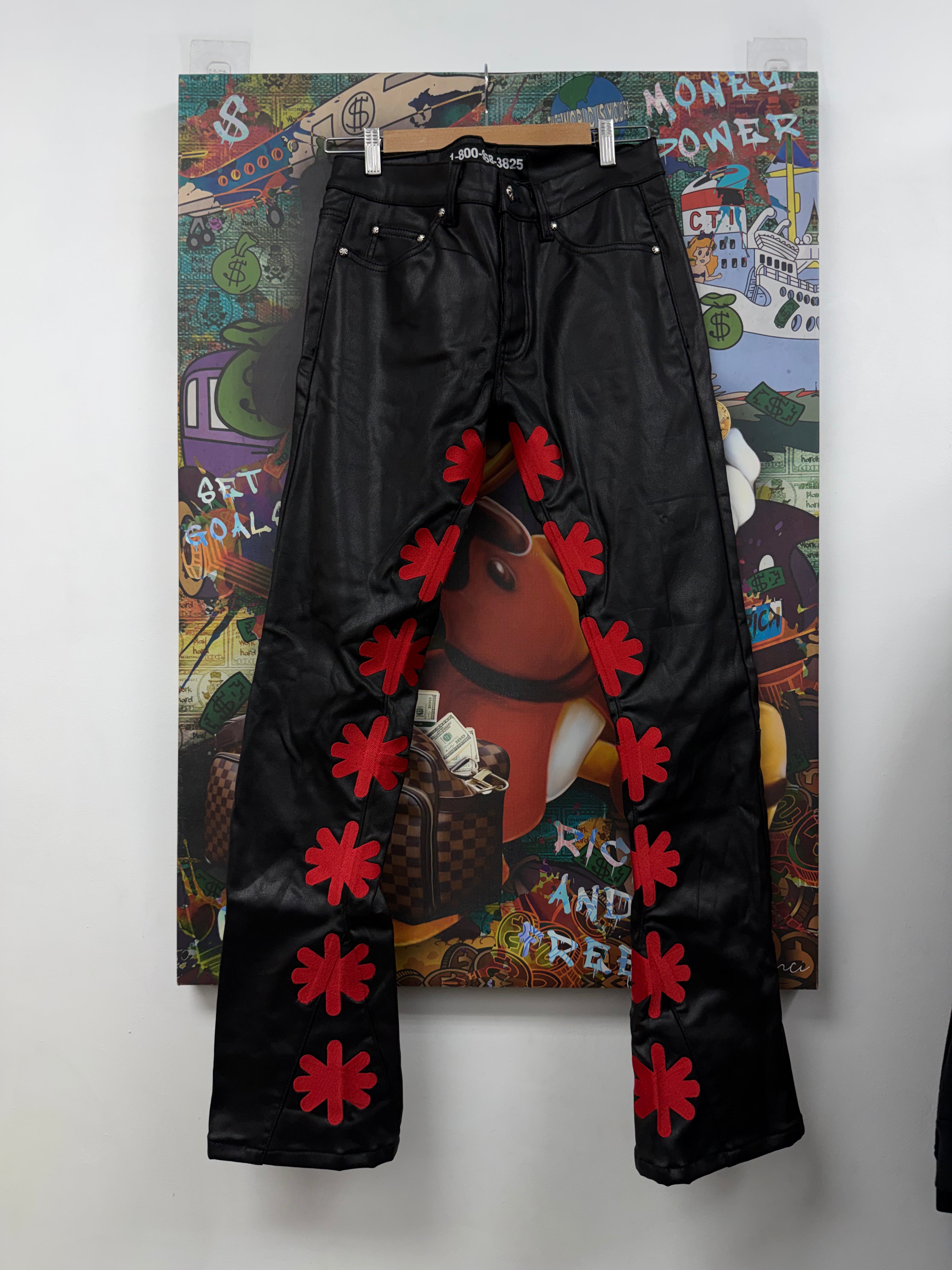 LOST SHDWS Black Red Wax Jeans