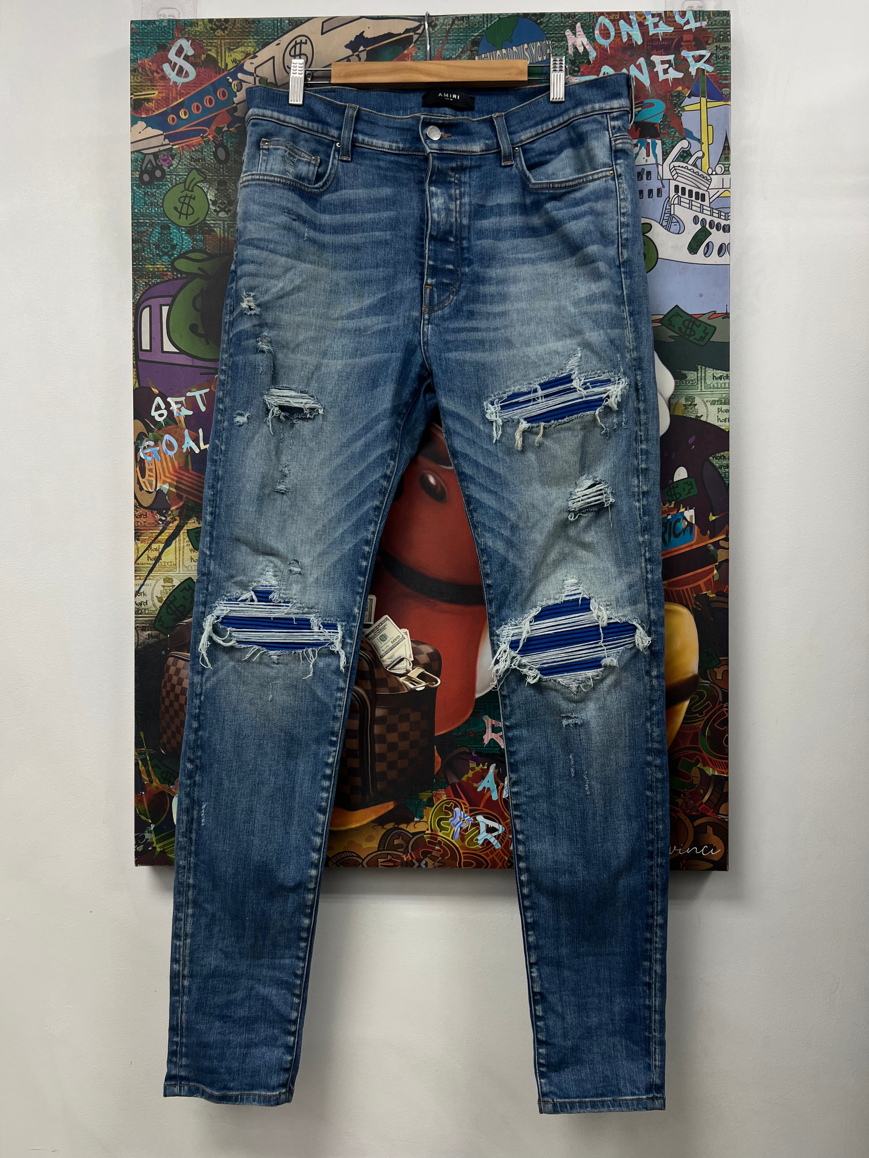 Amiri Mx1 Lightwash Blue Suede Jeans