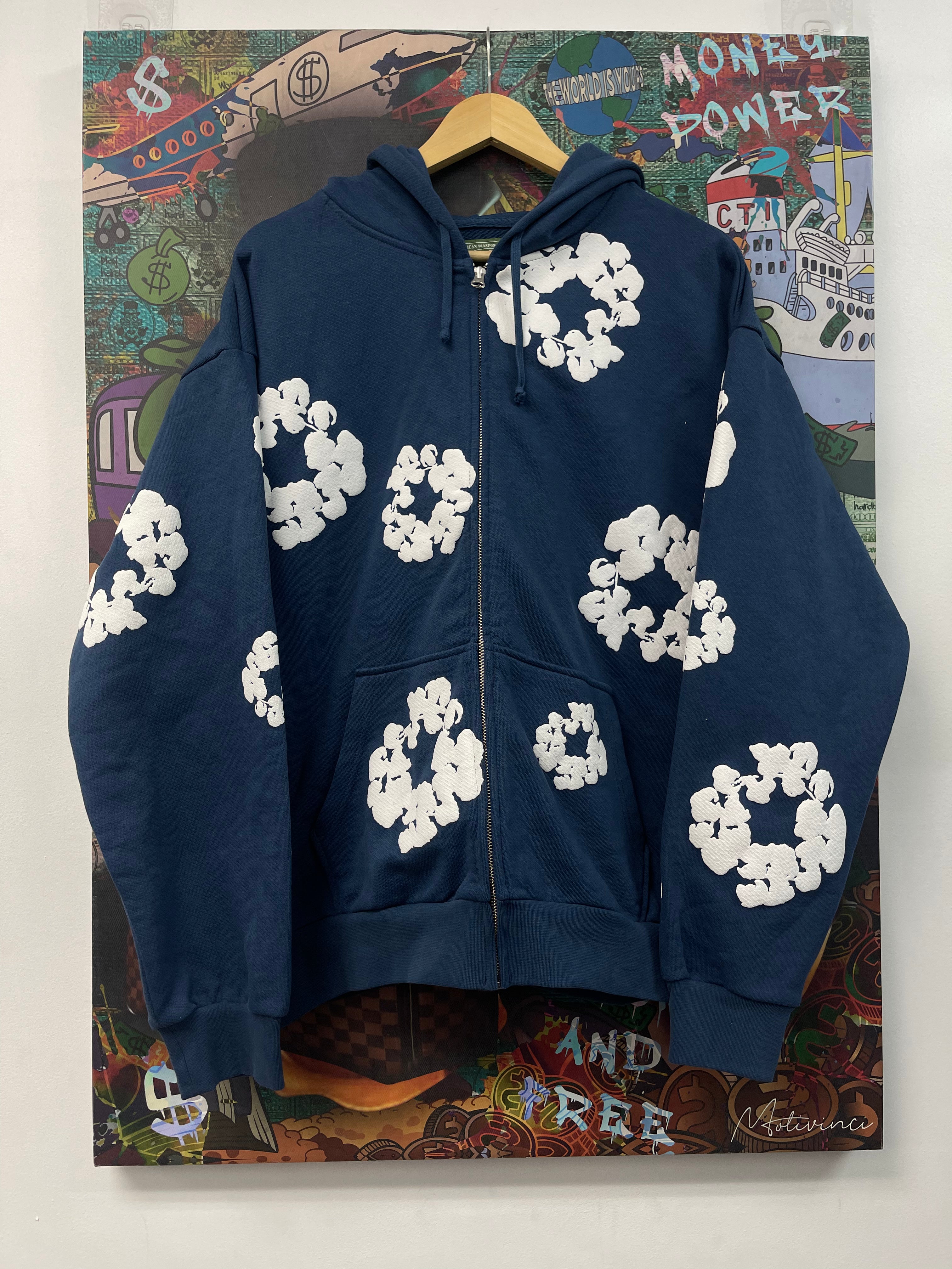 Denim Tears Navy Cotton Wreath Zip Up