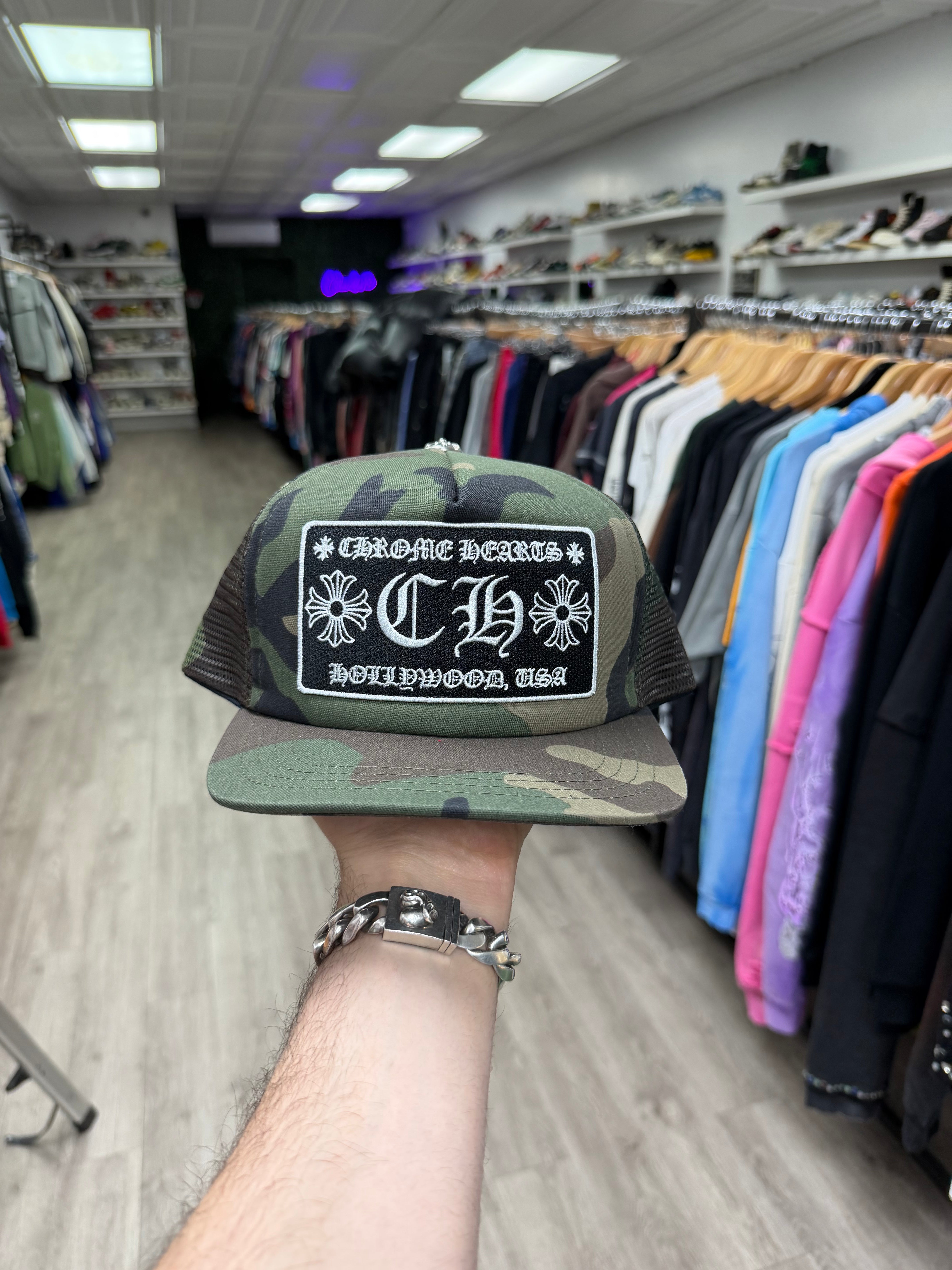 Chrome Hearts CH Camo Holywood Cap