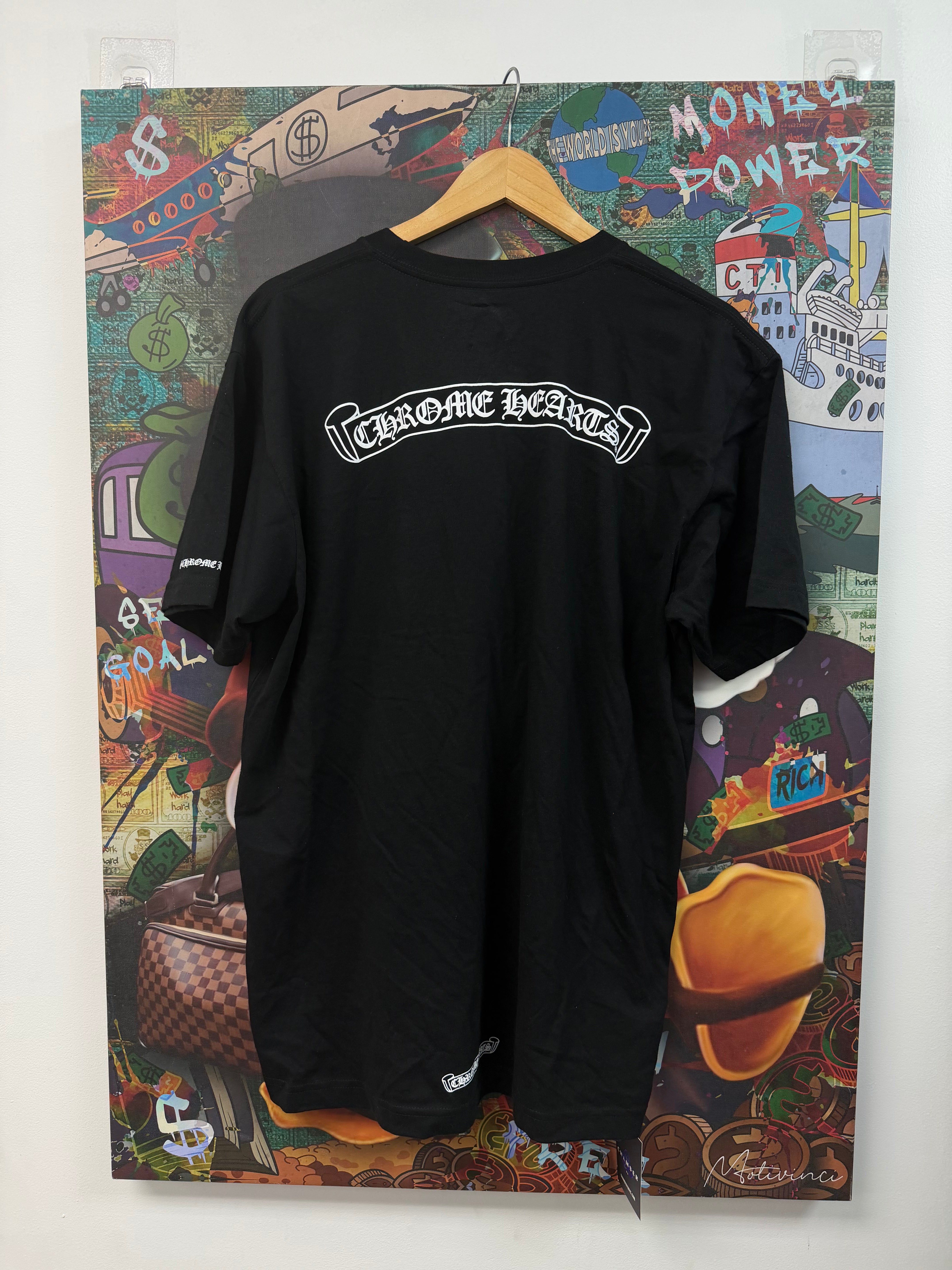 Chrome Hearts Black Scroll Logo Tee