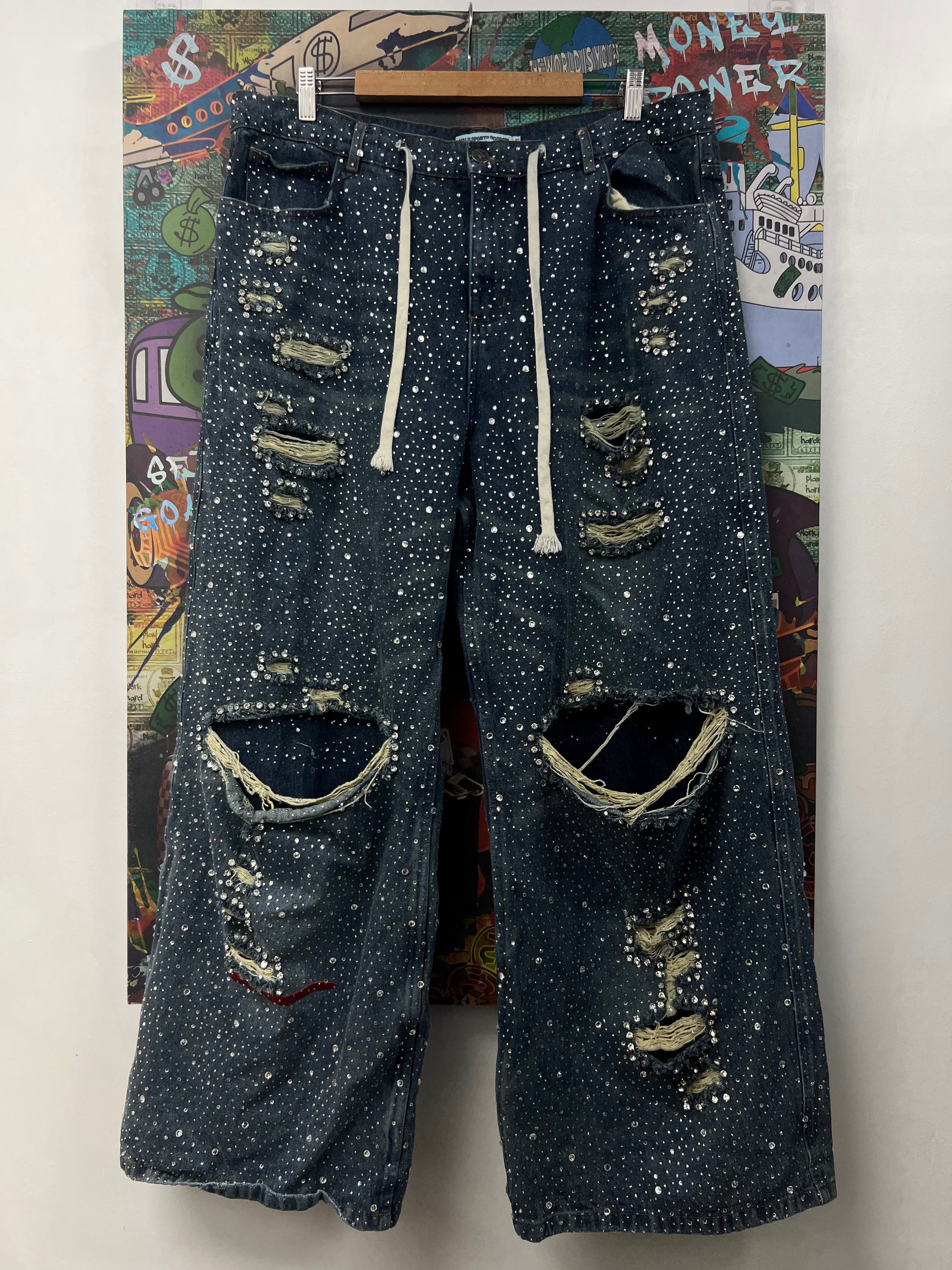Vale Light Wash Crystal Rhinestone Jeans