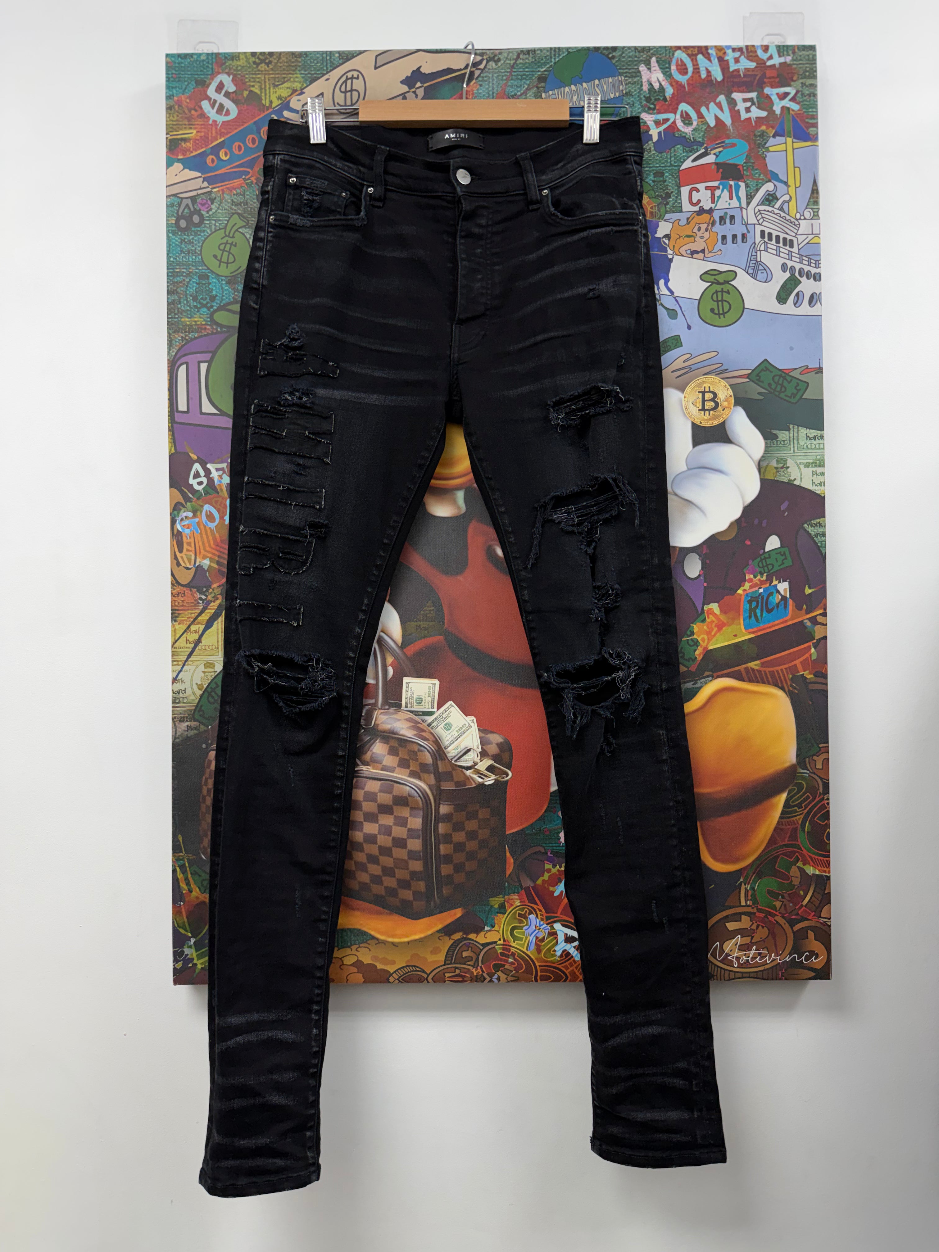 Amiri Black Denim Applique Jeans