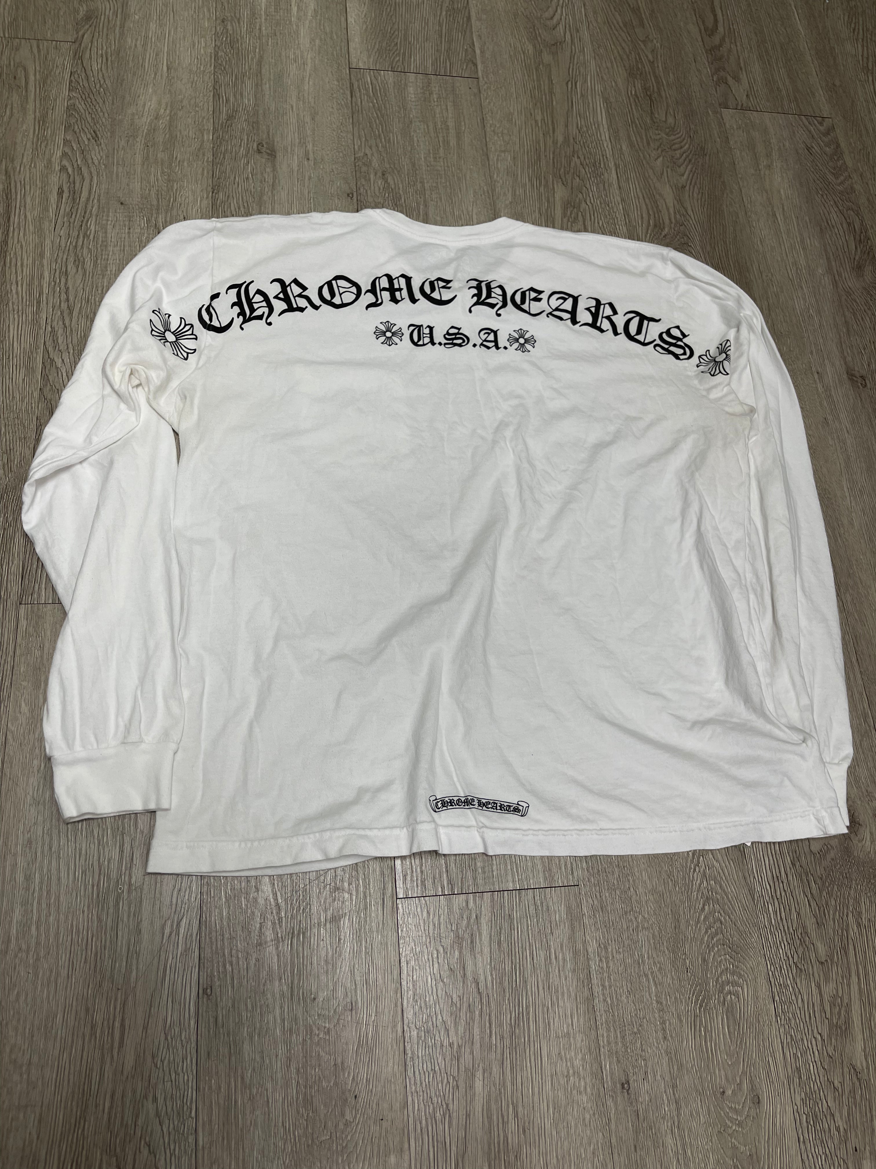 Chrome Hearts White USA Shoulder Logo Long Sleeve