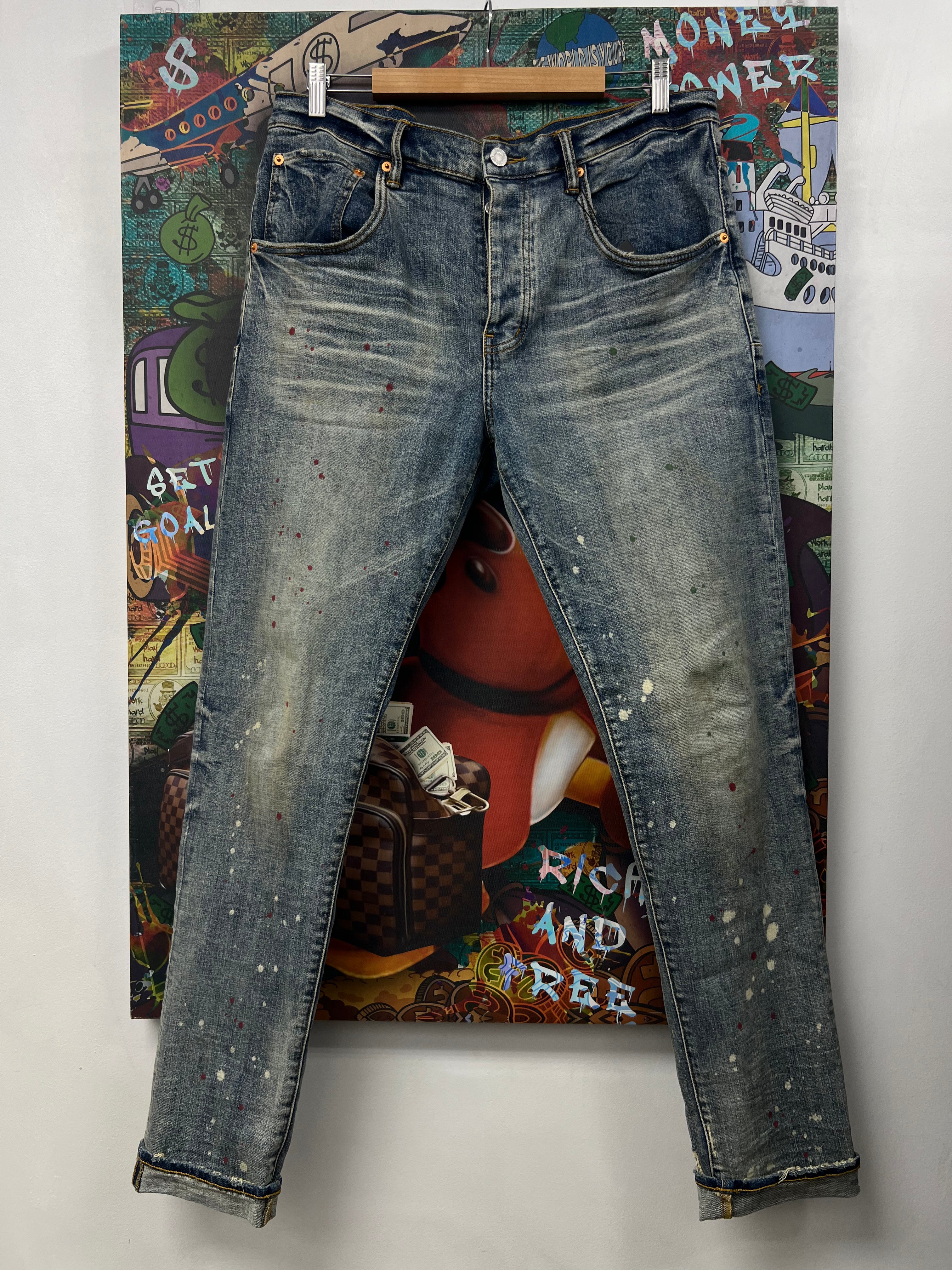 Purple Brand Lightwash Paint Splatter Jeans