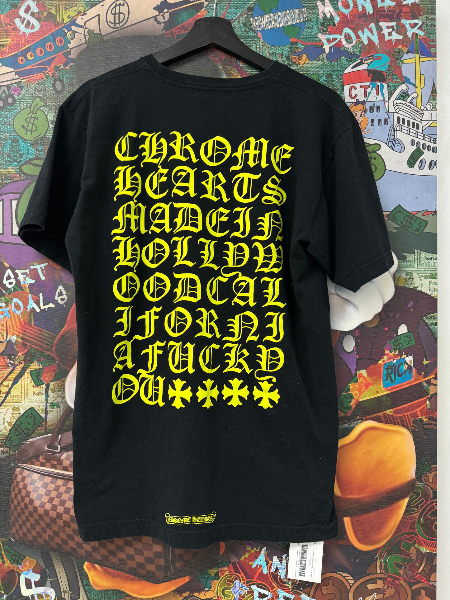 Chrome Hearts Eye Chart Tee Black Lime Used Large N/A