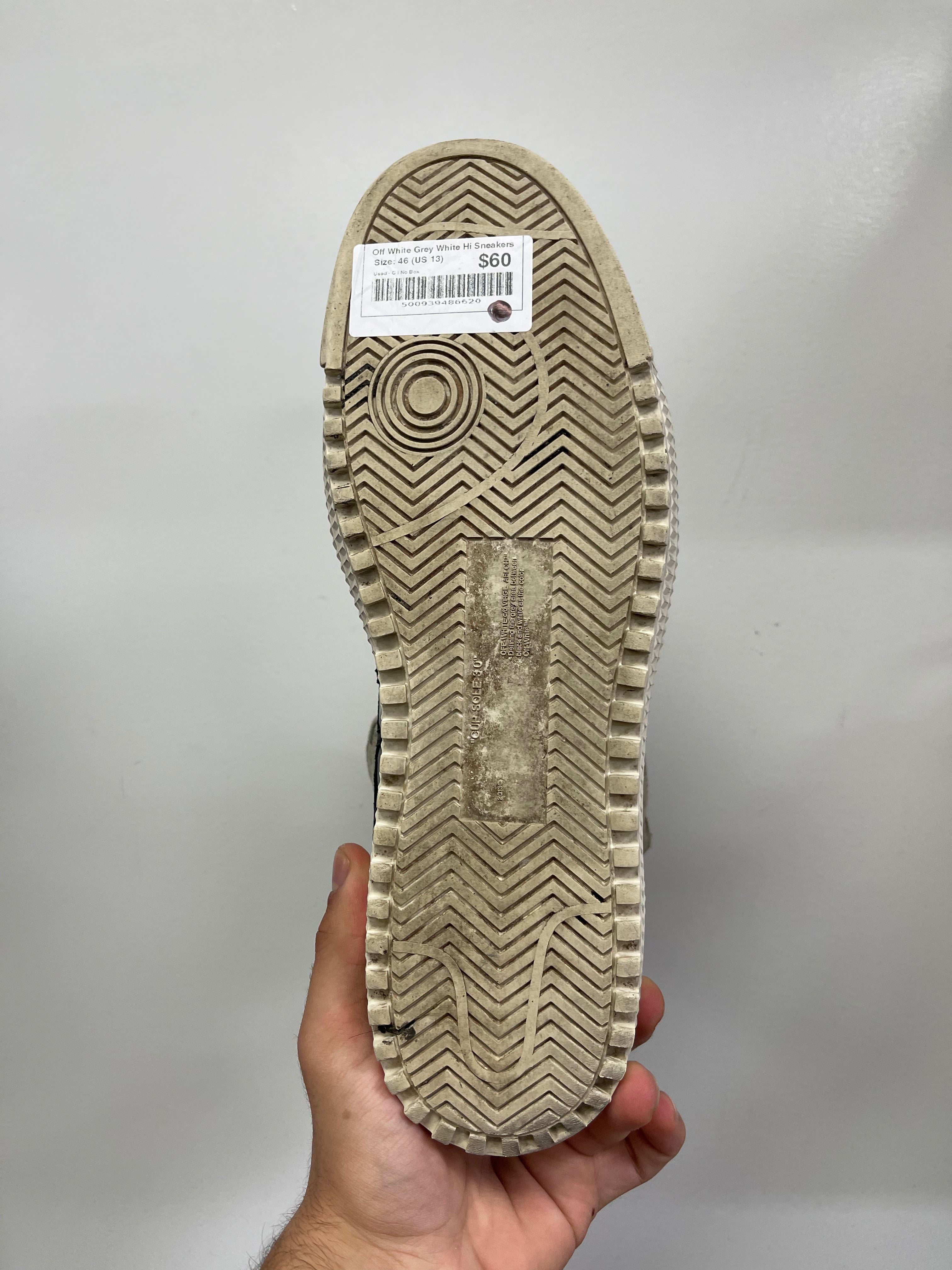 Off White Grey White Hi Sneakers