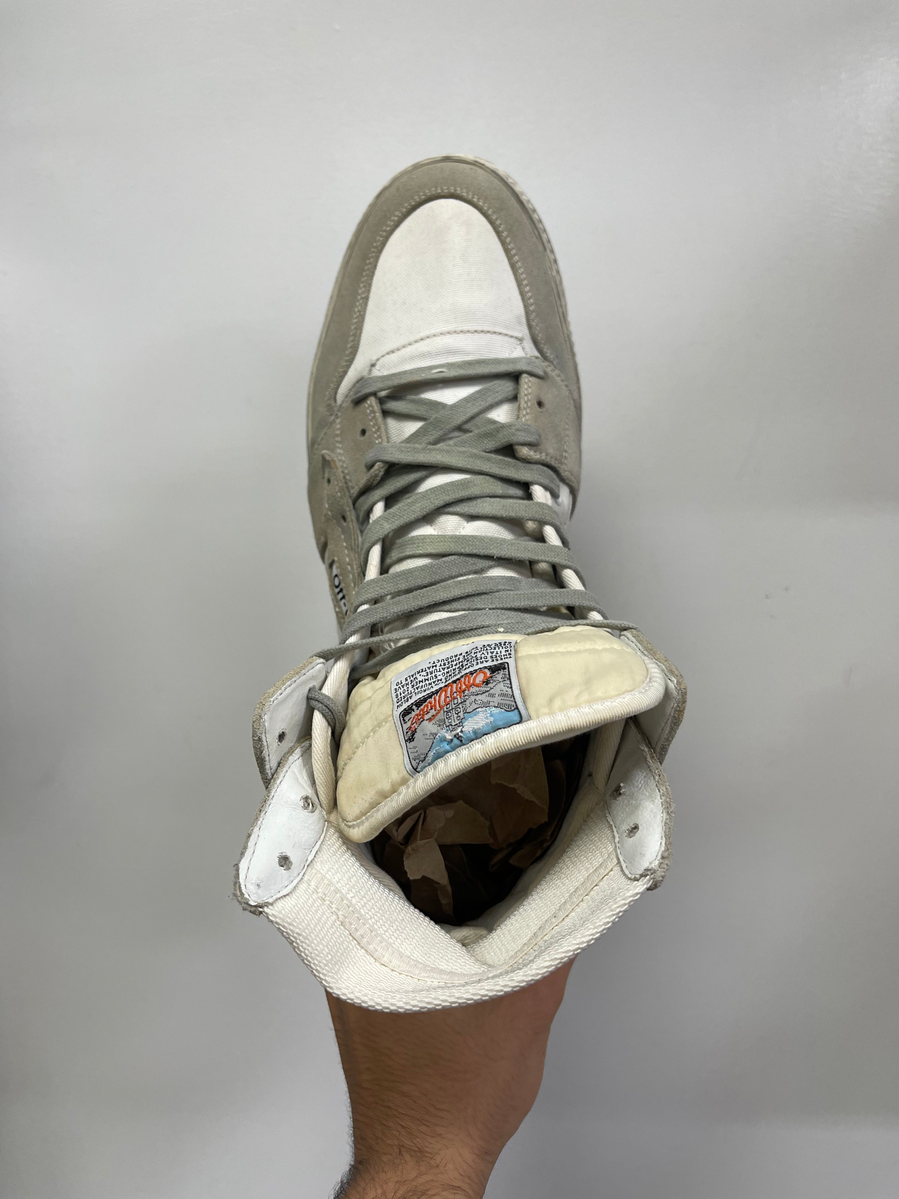 Off White Grey White Hi Sneakers